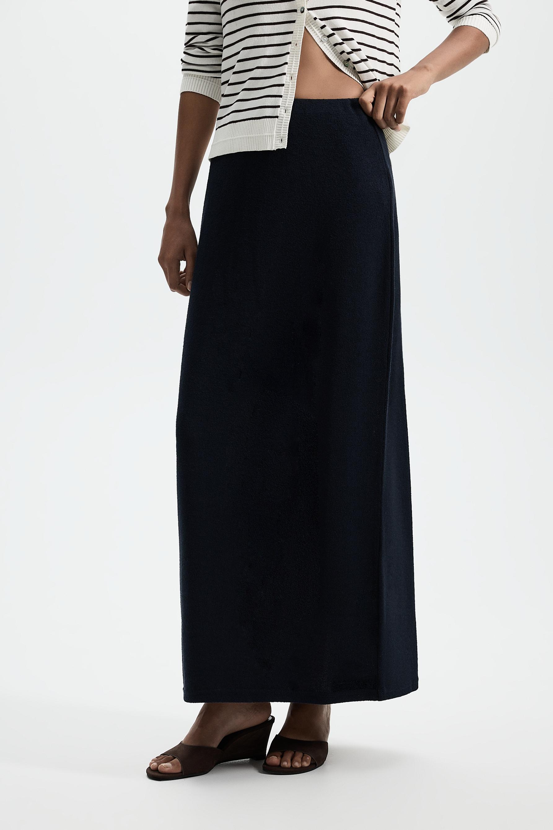Rustic midi skirt — NAVY