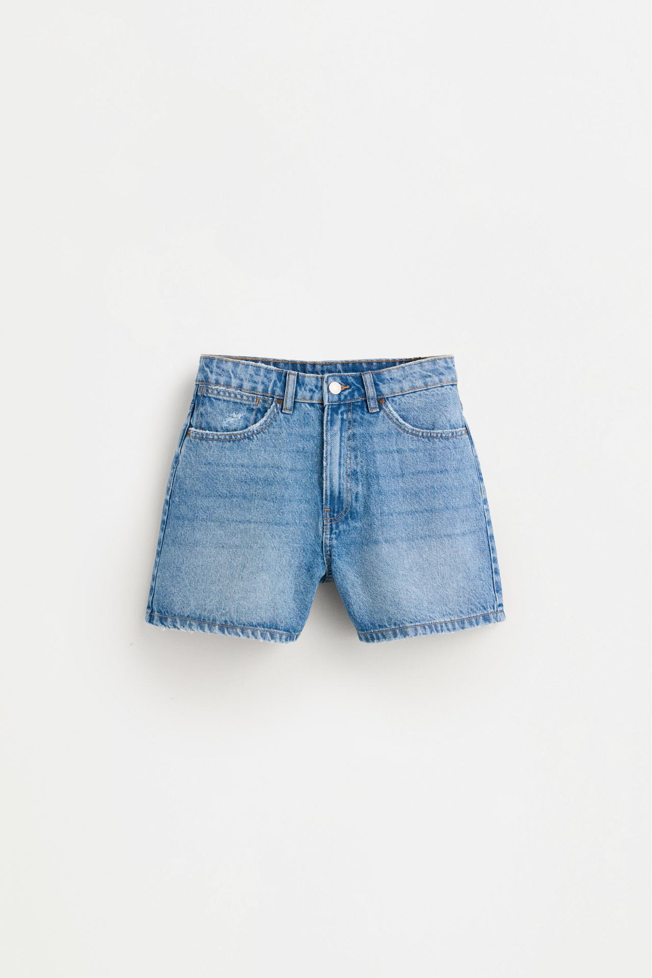 Basic mom fit denim shorts — BLUE