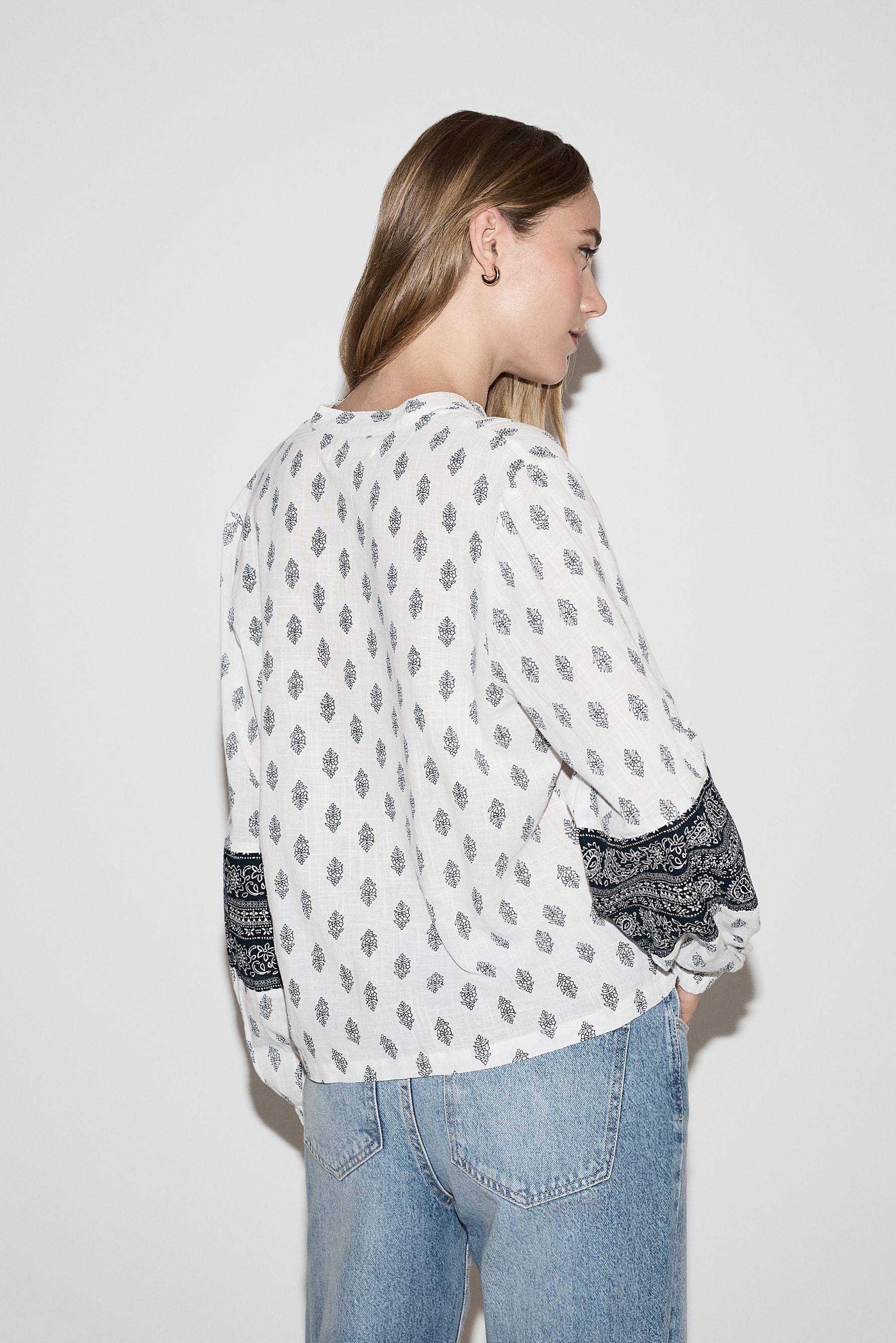 Rustic shirt with sleeve tape — BLUE