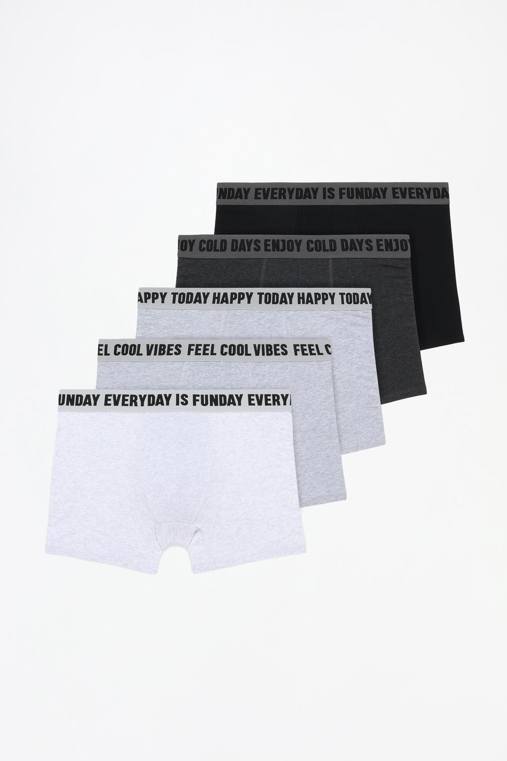 5-pack of long slogan boxers