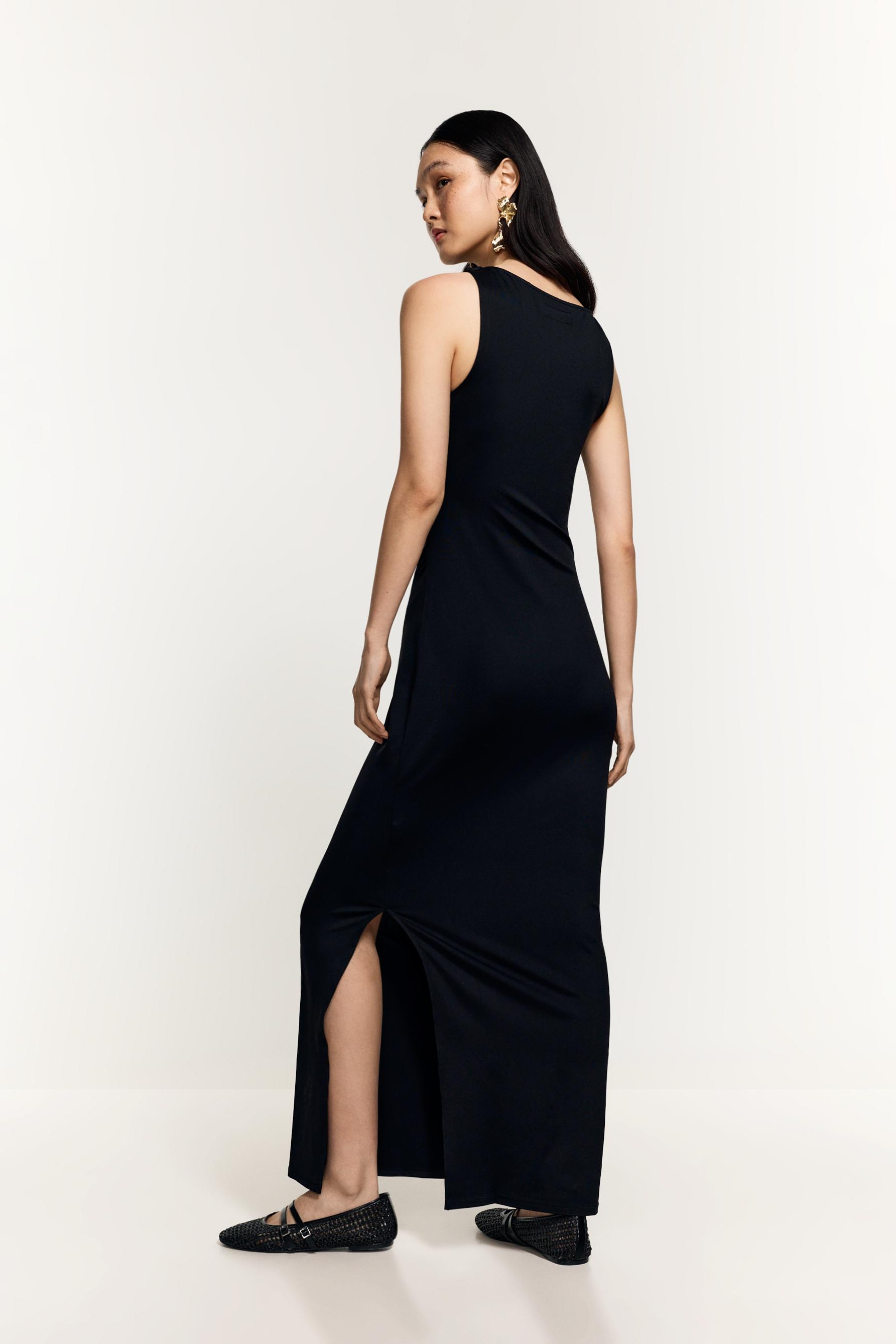 Polyamide midi dress — BLACK