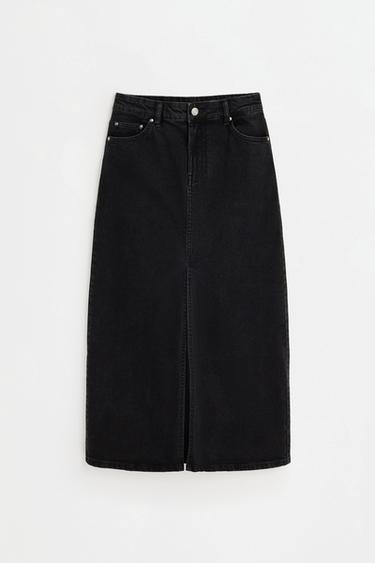 Midi denim skirt with front split — BLACK 6