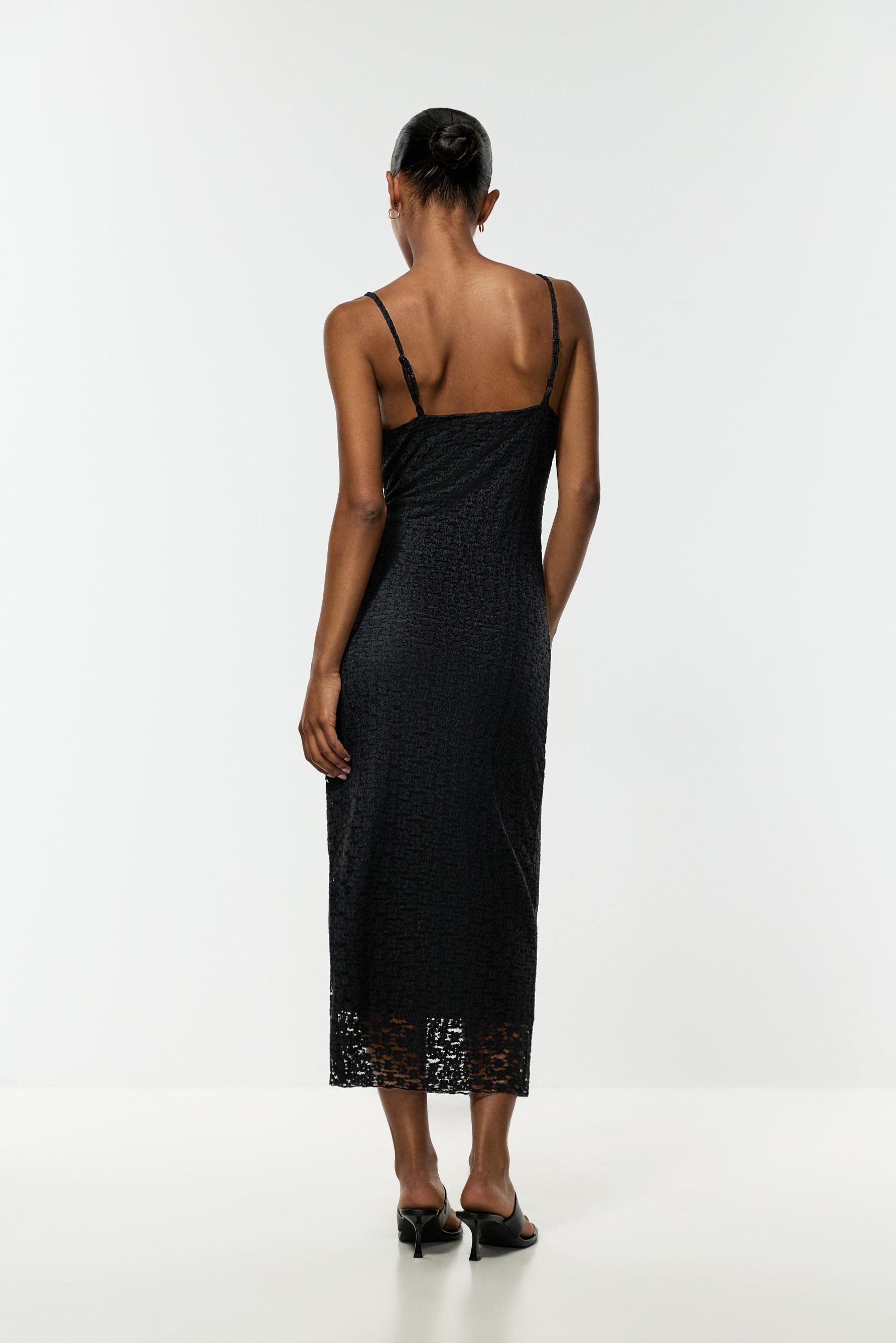 Lace midi dress — BLACK