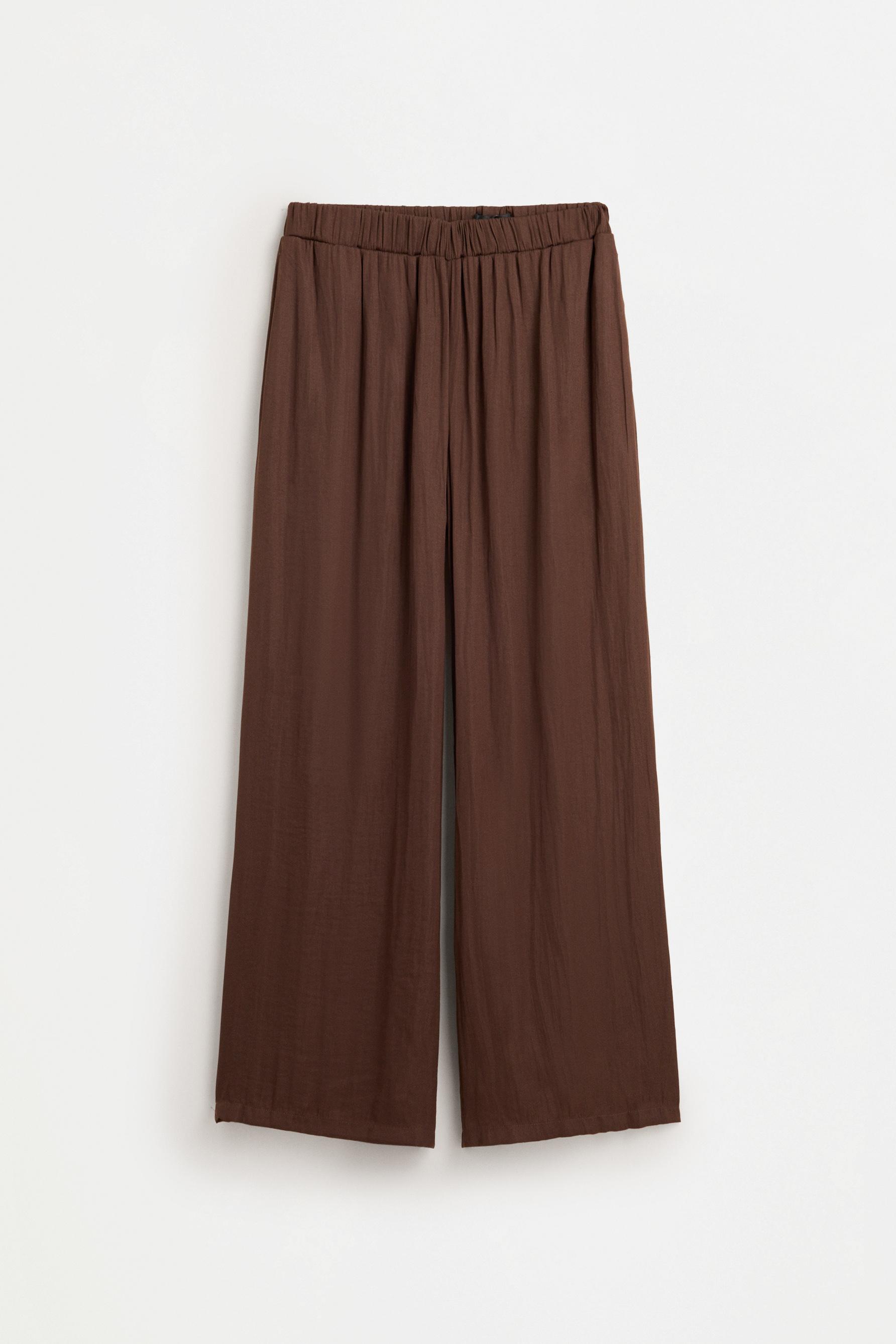Satin palazzo trousers — BROWN