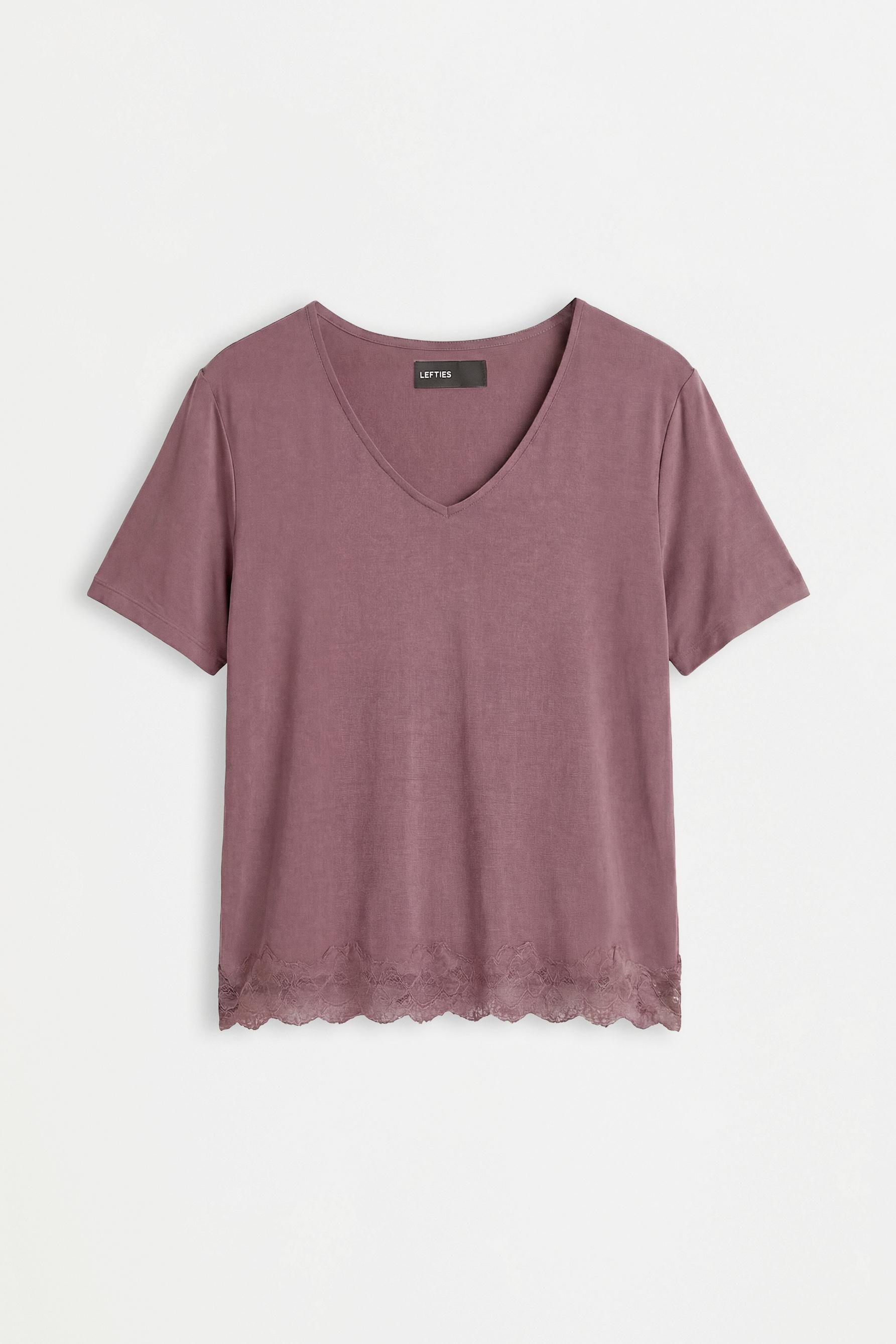 Short pyjamas with lace — DARK MULBERRY