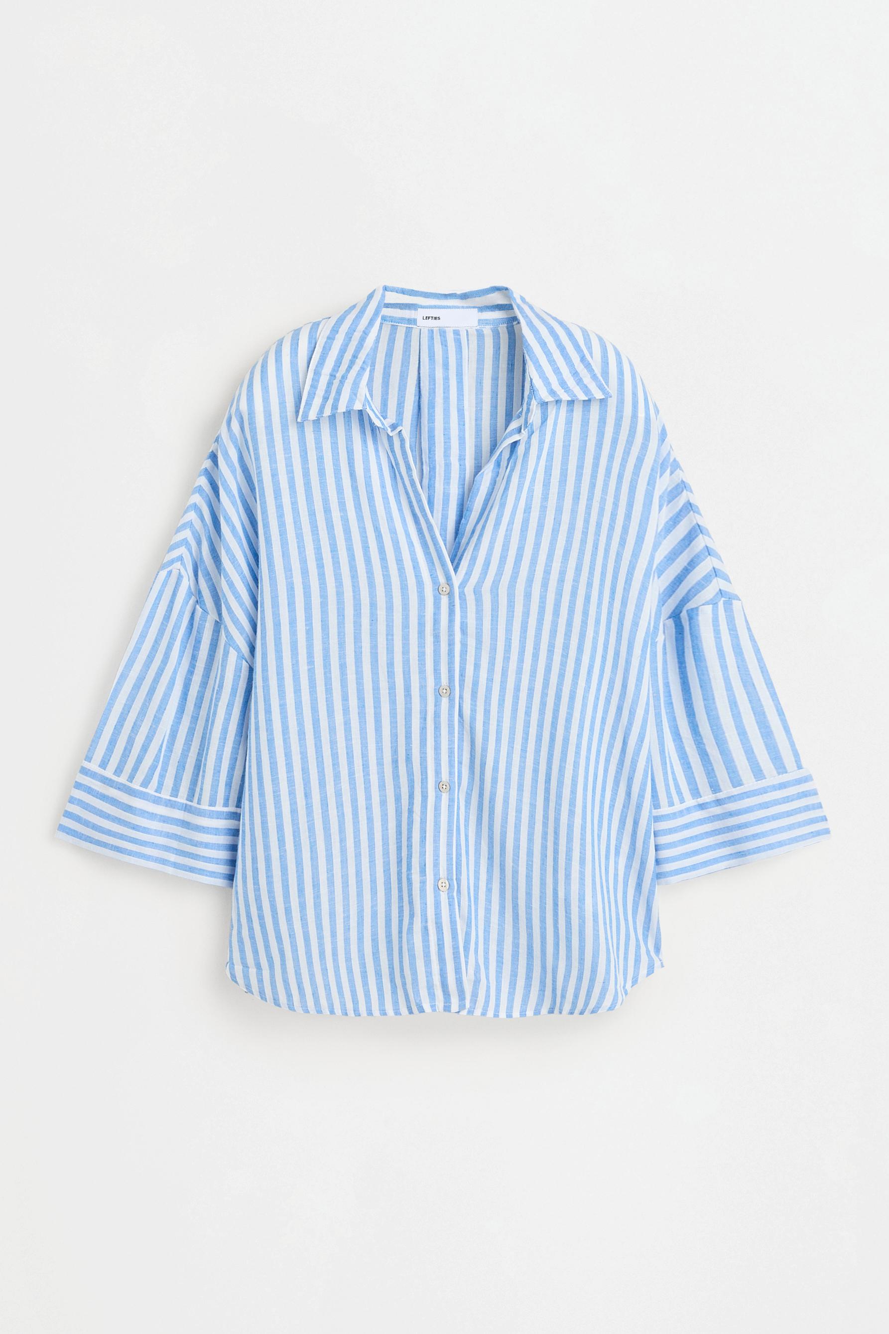 Wide sleeve shirt — BLUE/WHITE