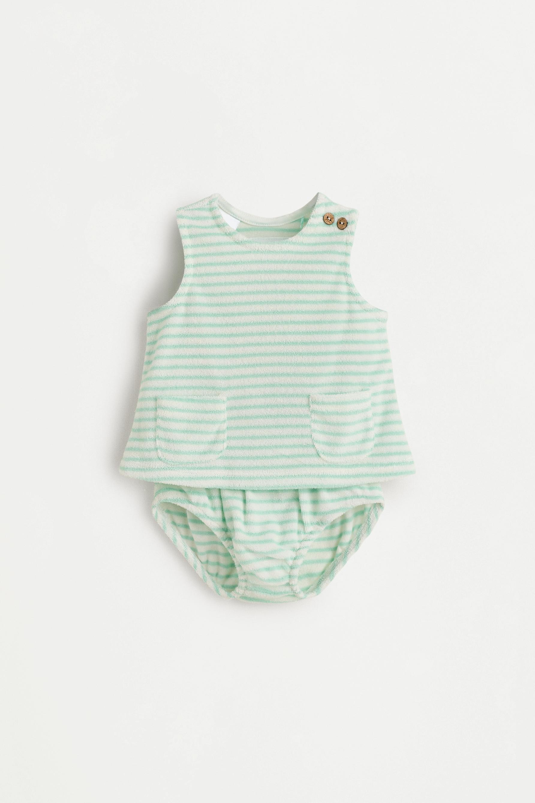 Terry cloth T-shirt and briefs co-ord — AQUAMARINE
