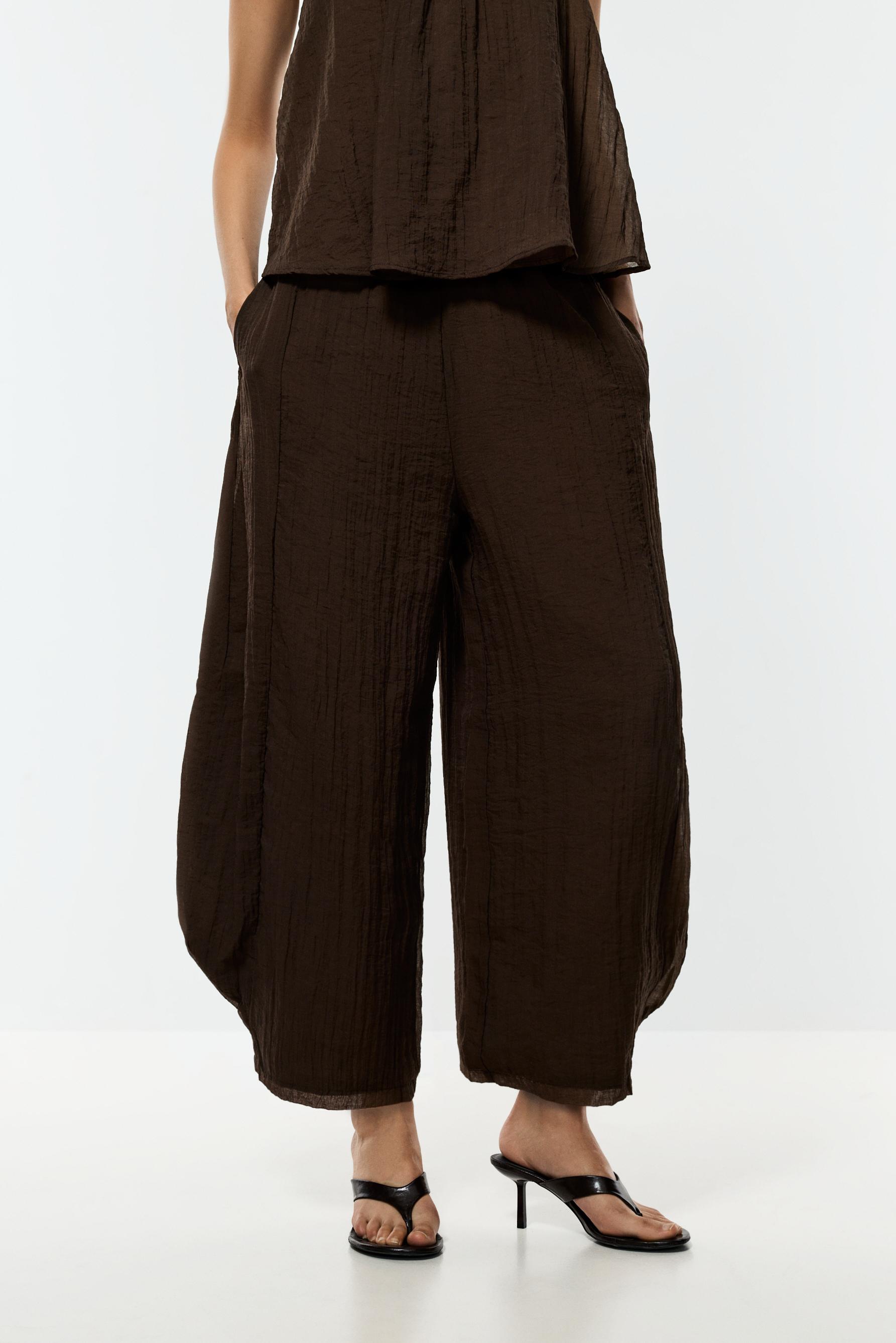 Textured sarouel trousers — BROWN