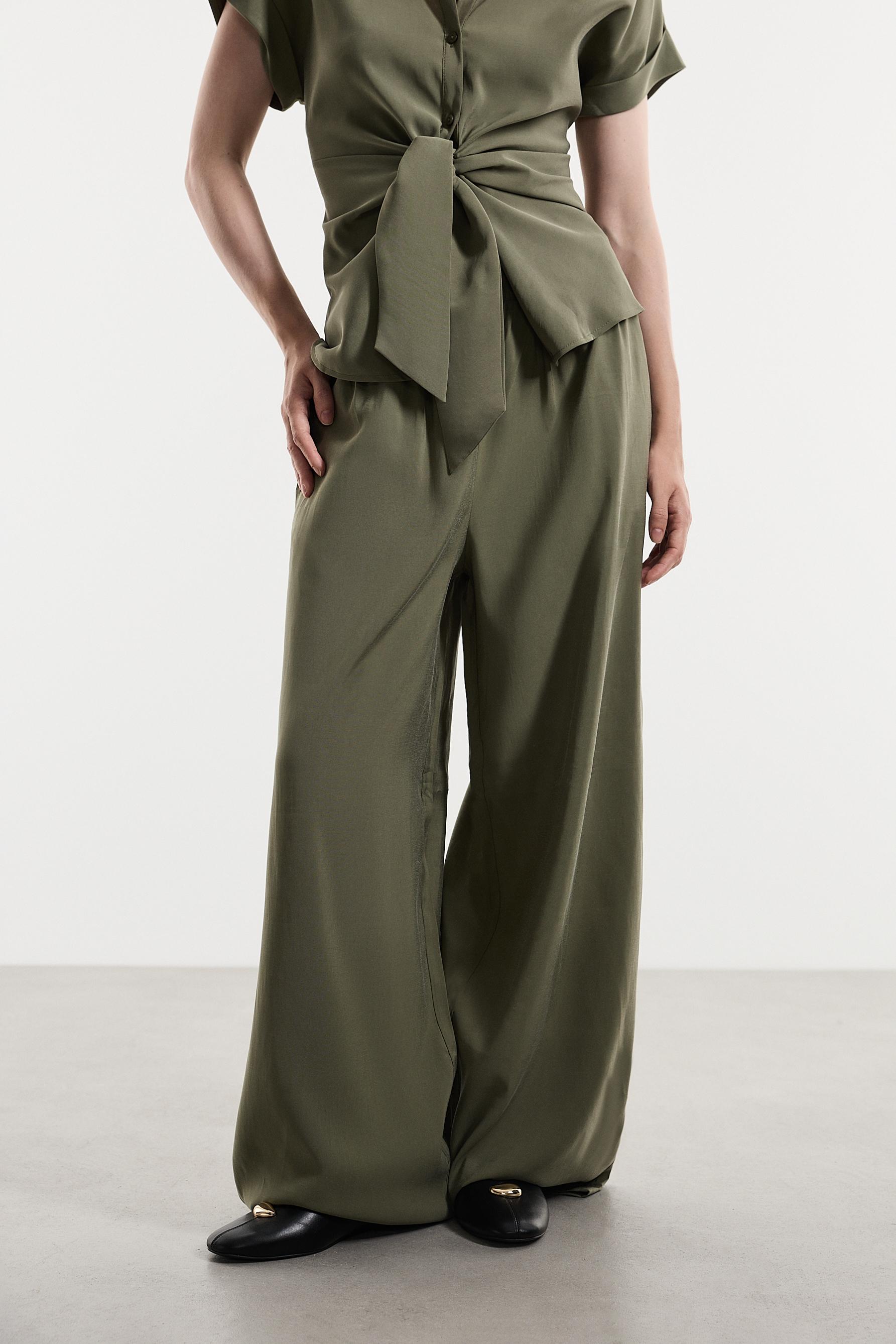 Soft-touch culottes — KHAKI