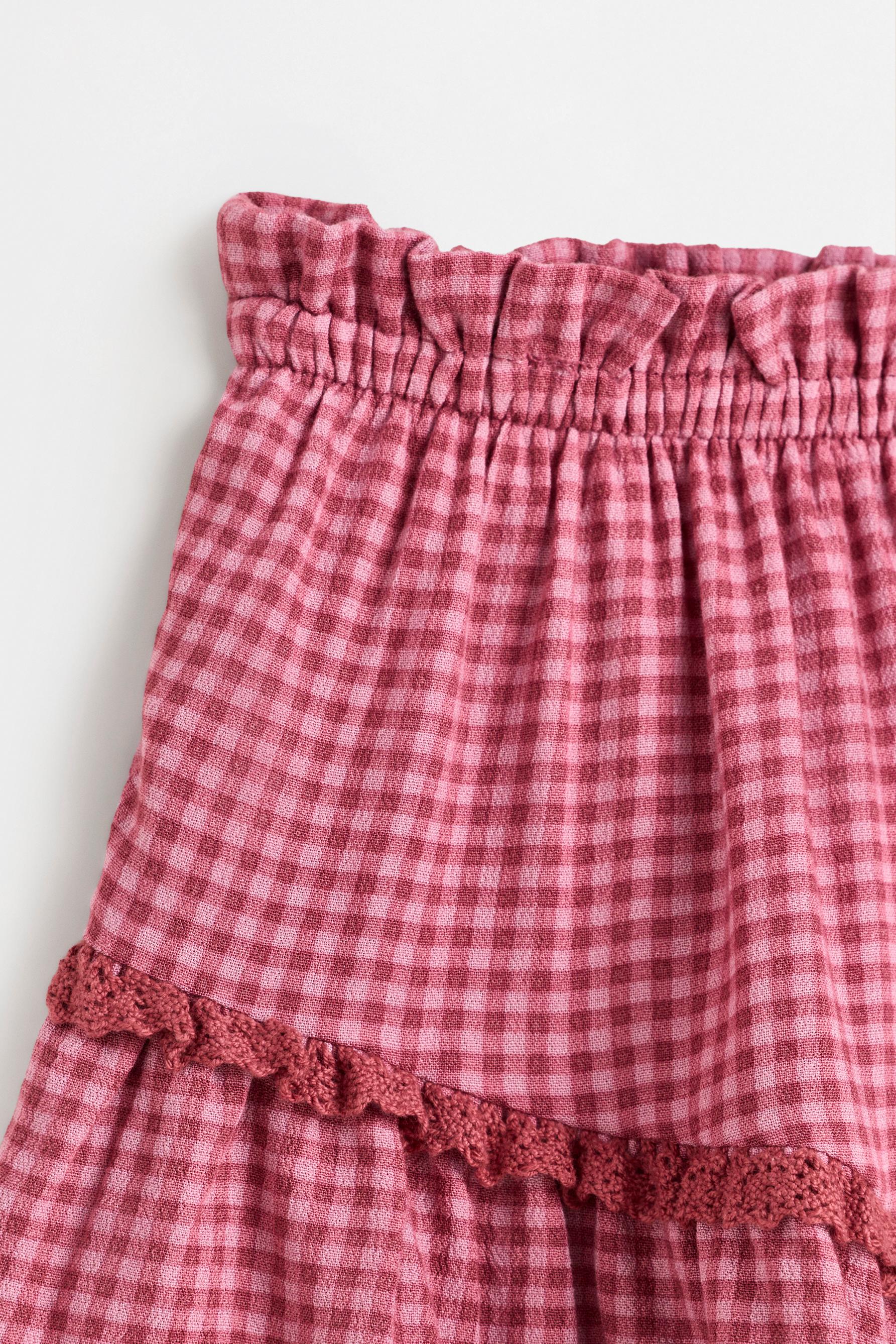 Floral ruffle skort — DARK PINK