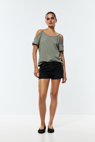 Cut-out and studded top — DARK KHAKI 2