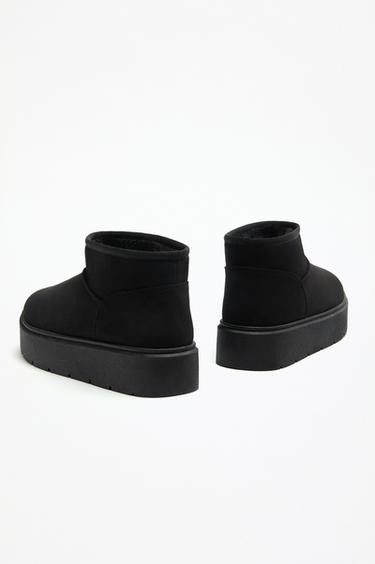 Platform fur ankle boot — BLACK 3
