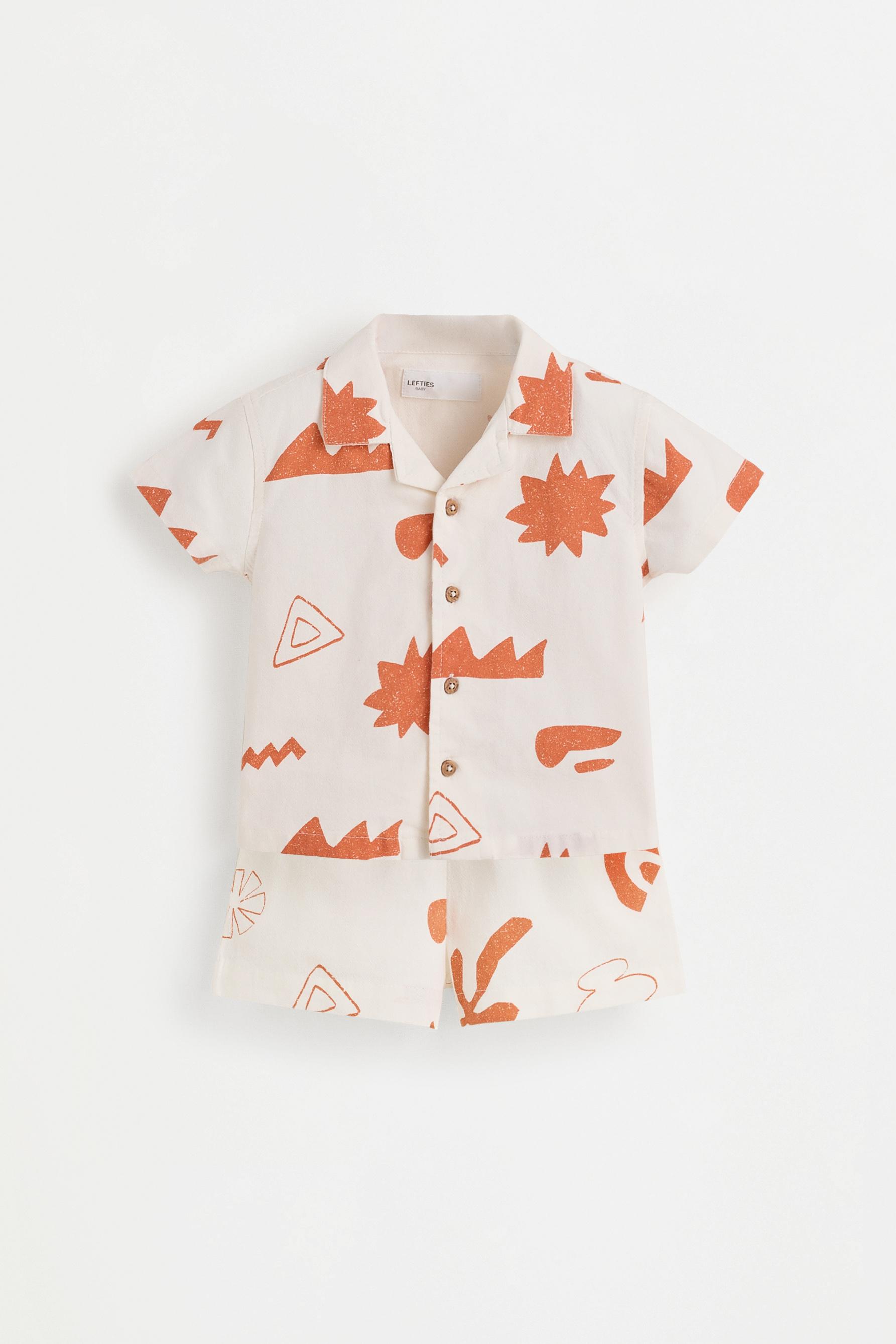 Printed shirt and Bermuda shorts set — ECRU