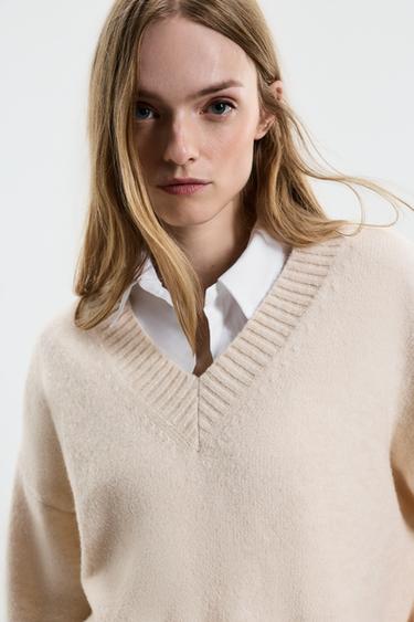V-neck sweater — ECRU 3