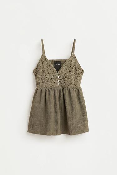 Crochet-effect top — PALE KHAKI 6