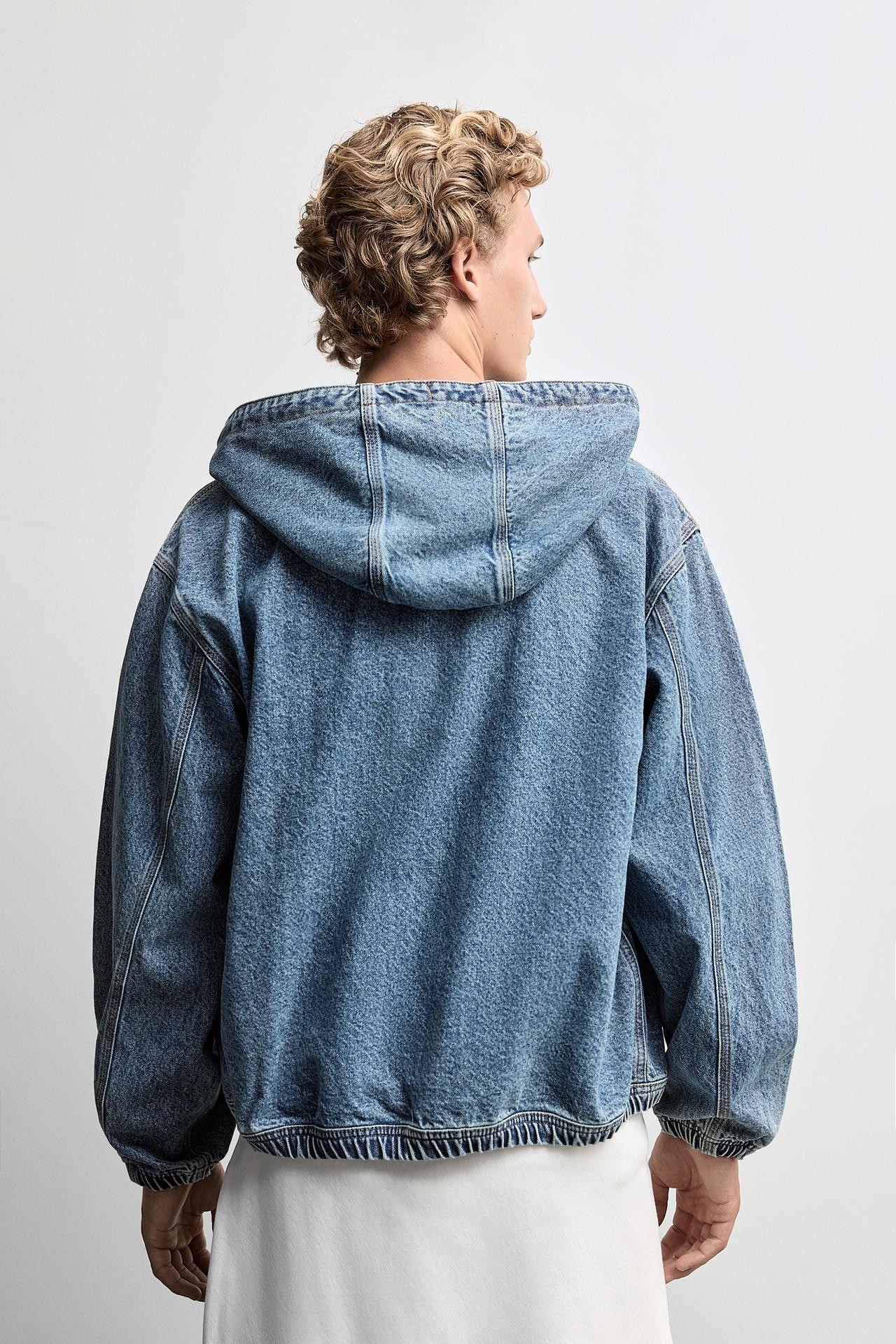 Hooded denim jacket — INDIGO