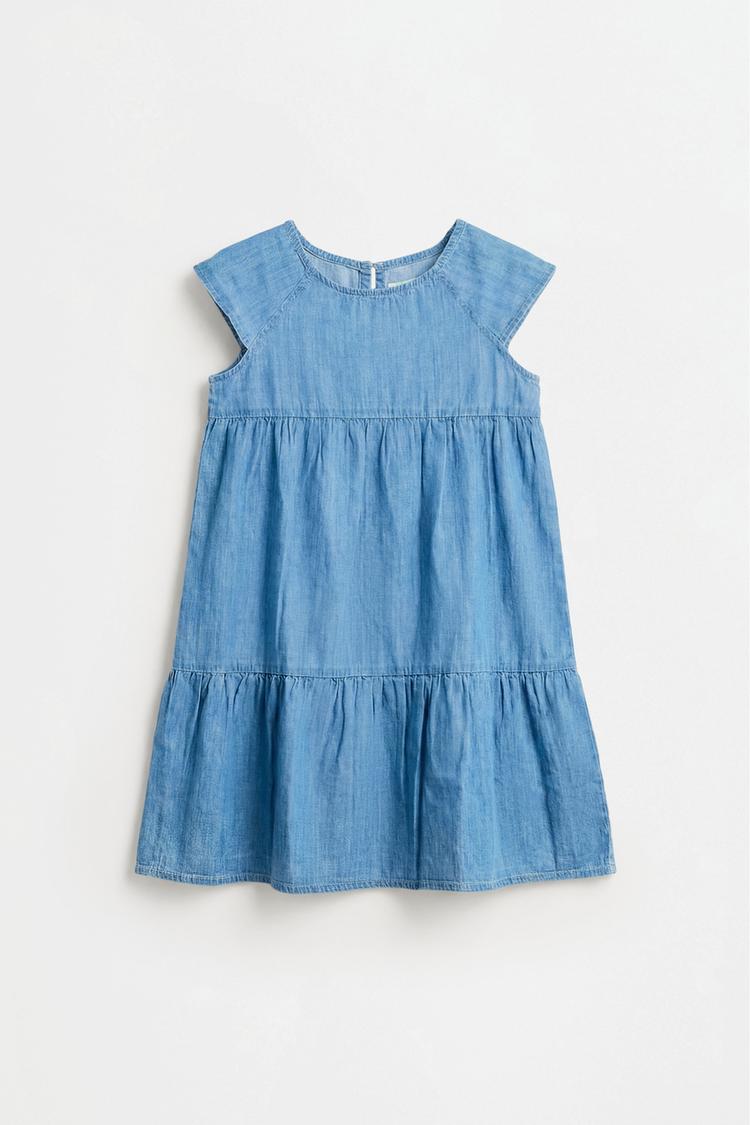 Ruffled denim dress — PALE BLUE