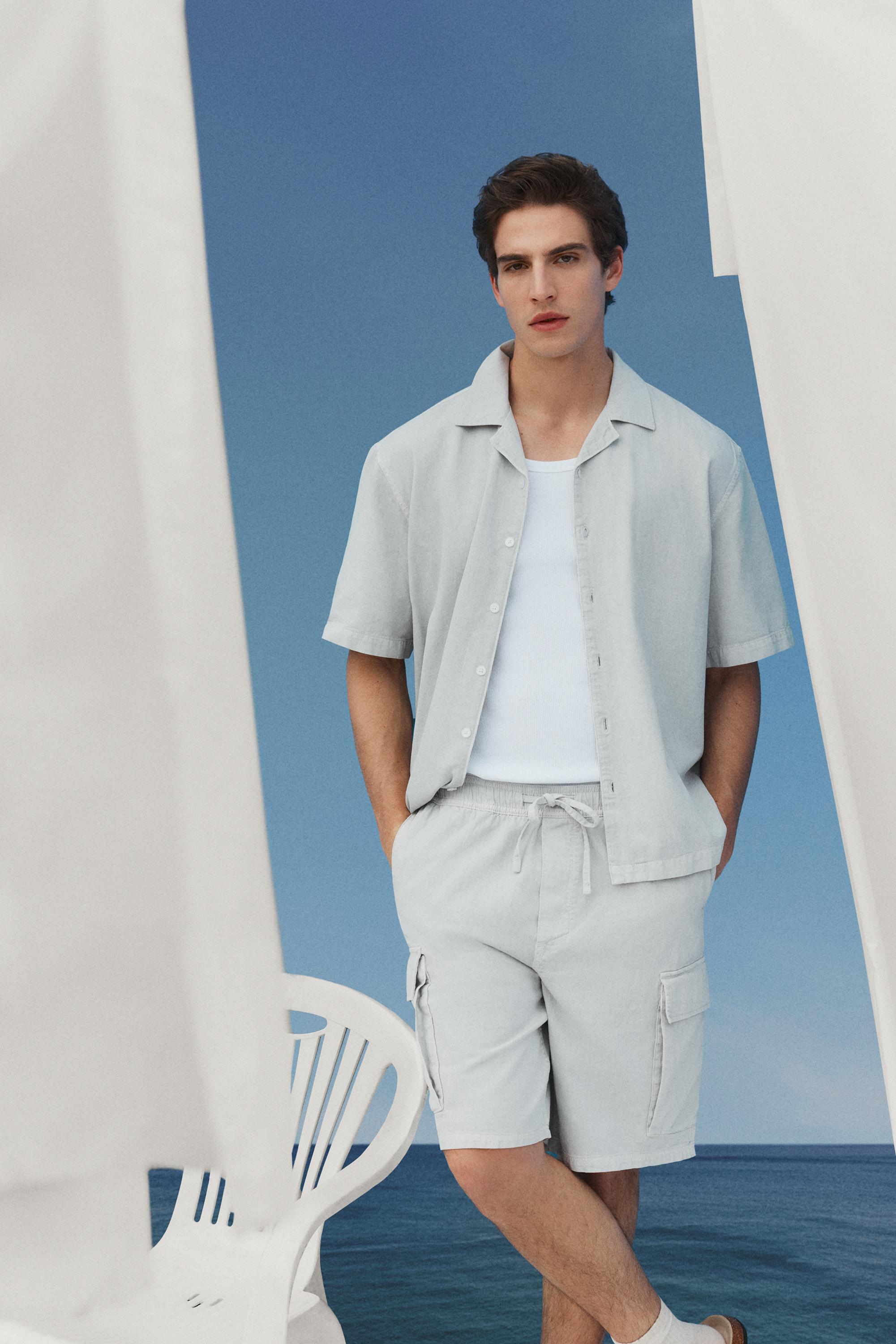Denim resort shirt — PALE GREY