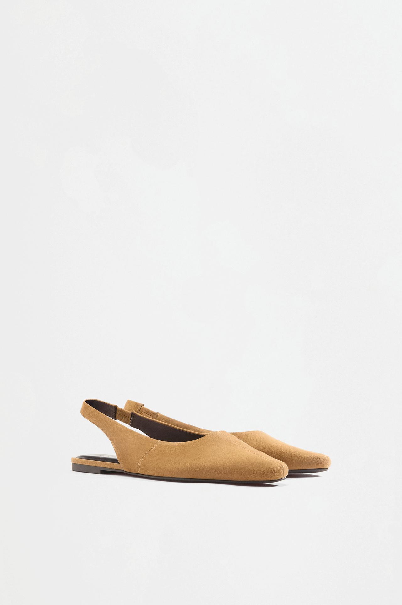 Slingback ballet flats — BROWN