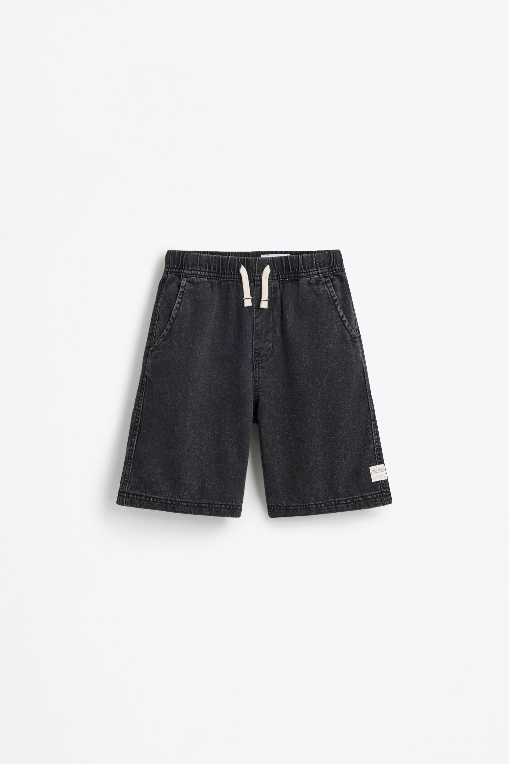 Denim jogger Bermuda shorts — FADED BLACK