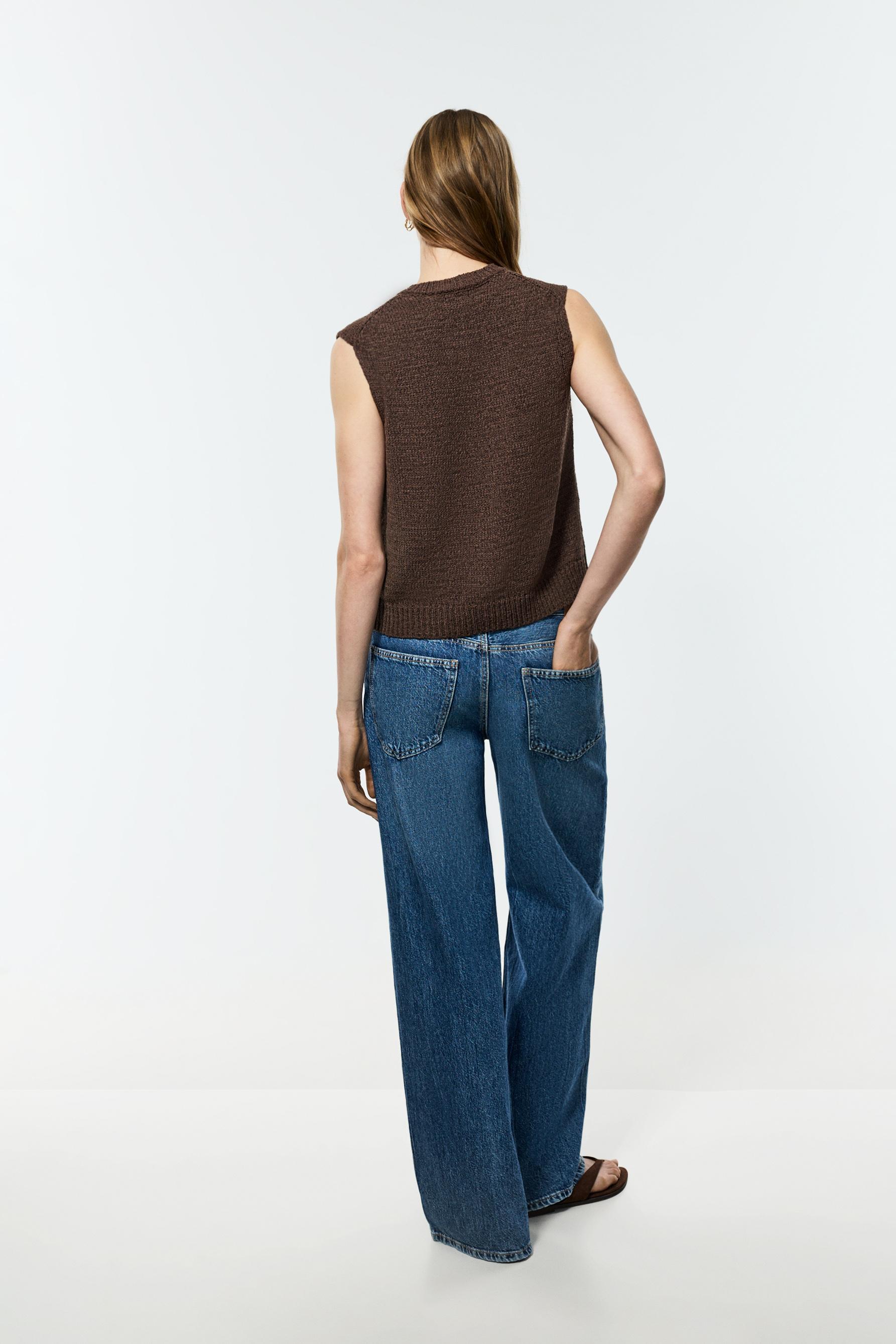 Jewel button top — TAUPE BROWN