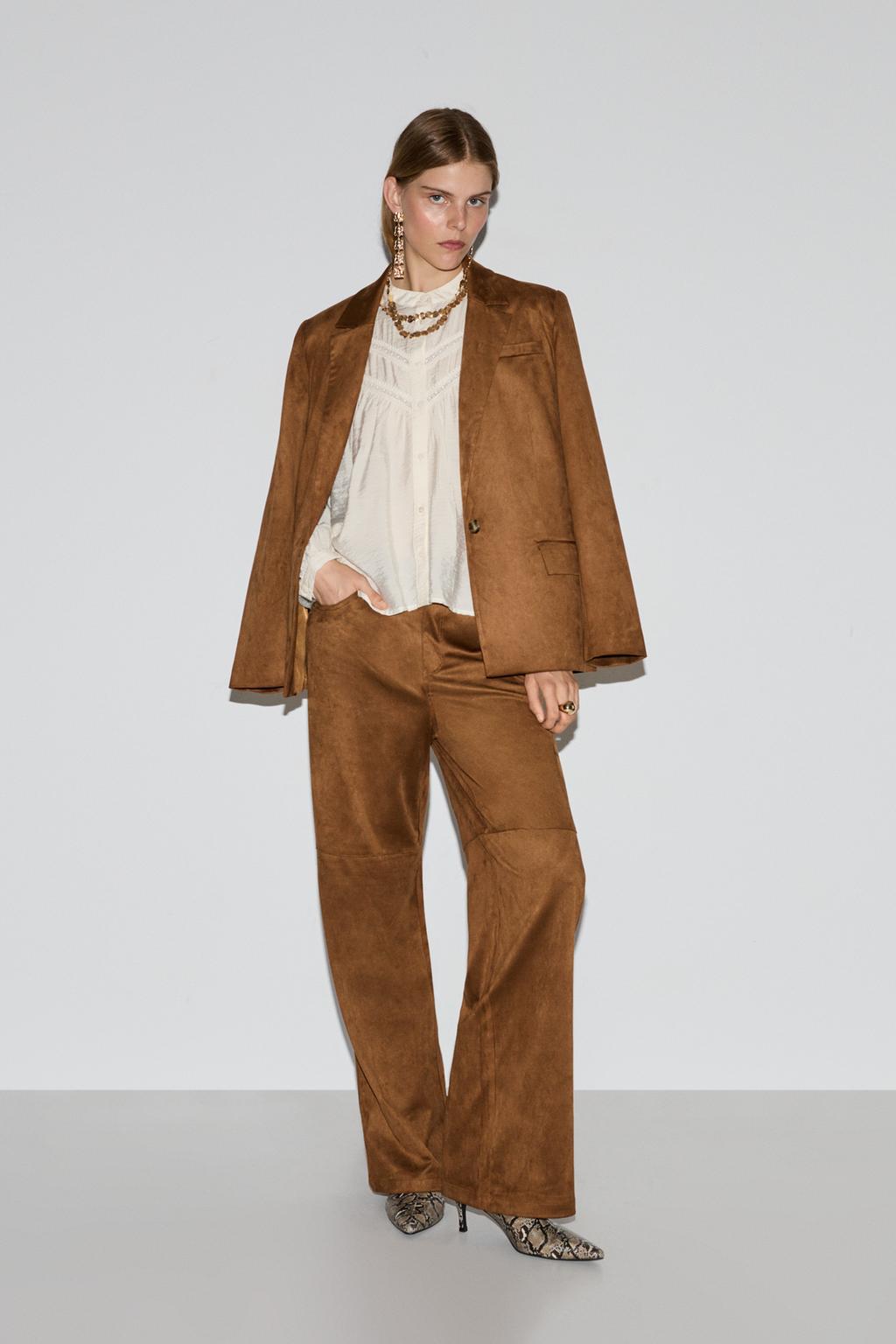 Faux suede trousers