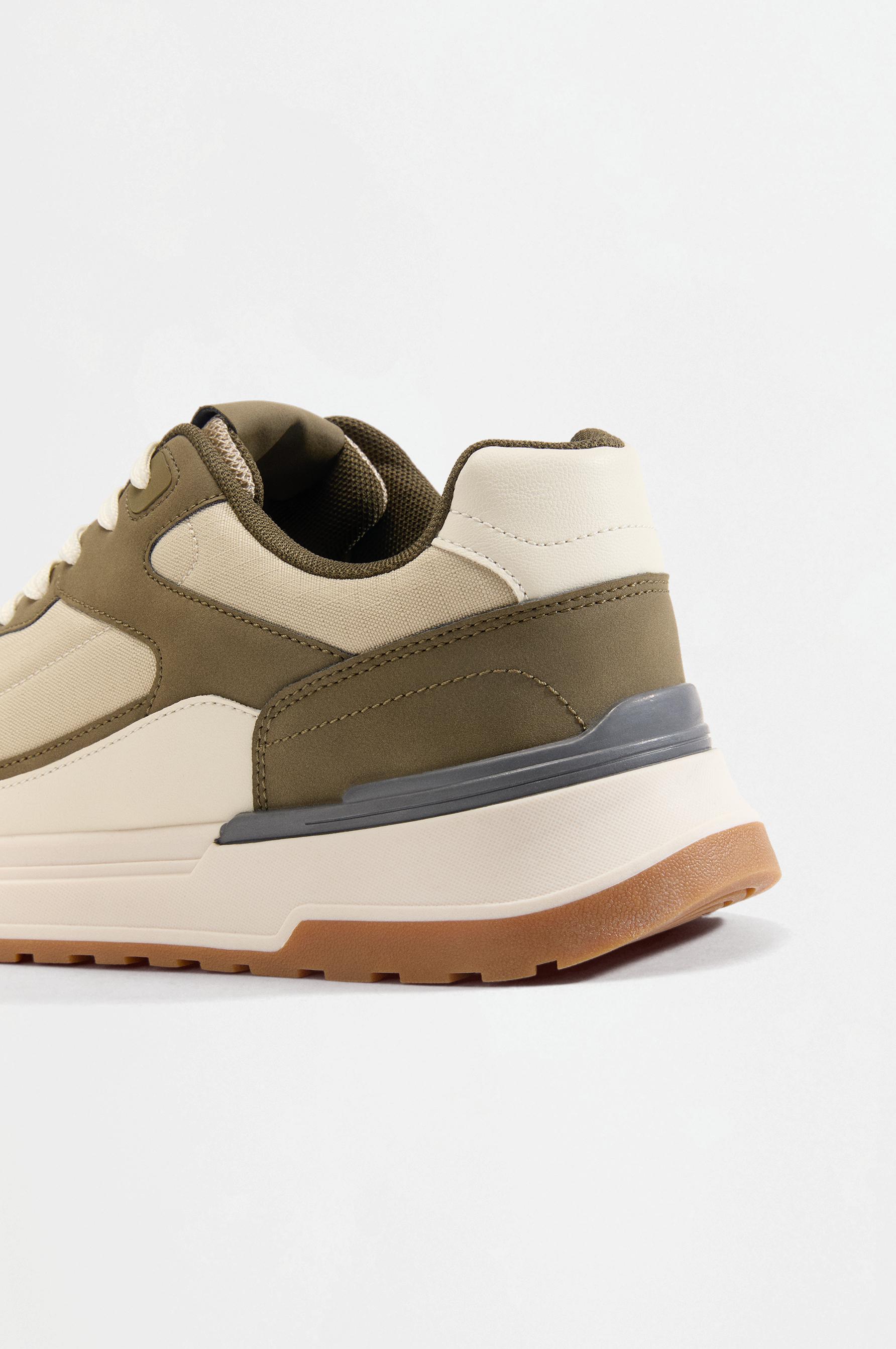 Mixed-material sneakers — KHAKI