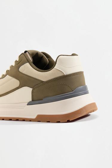 Mixed-material sneakers — KHAKI 4