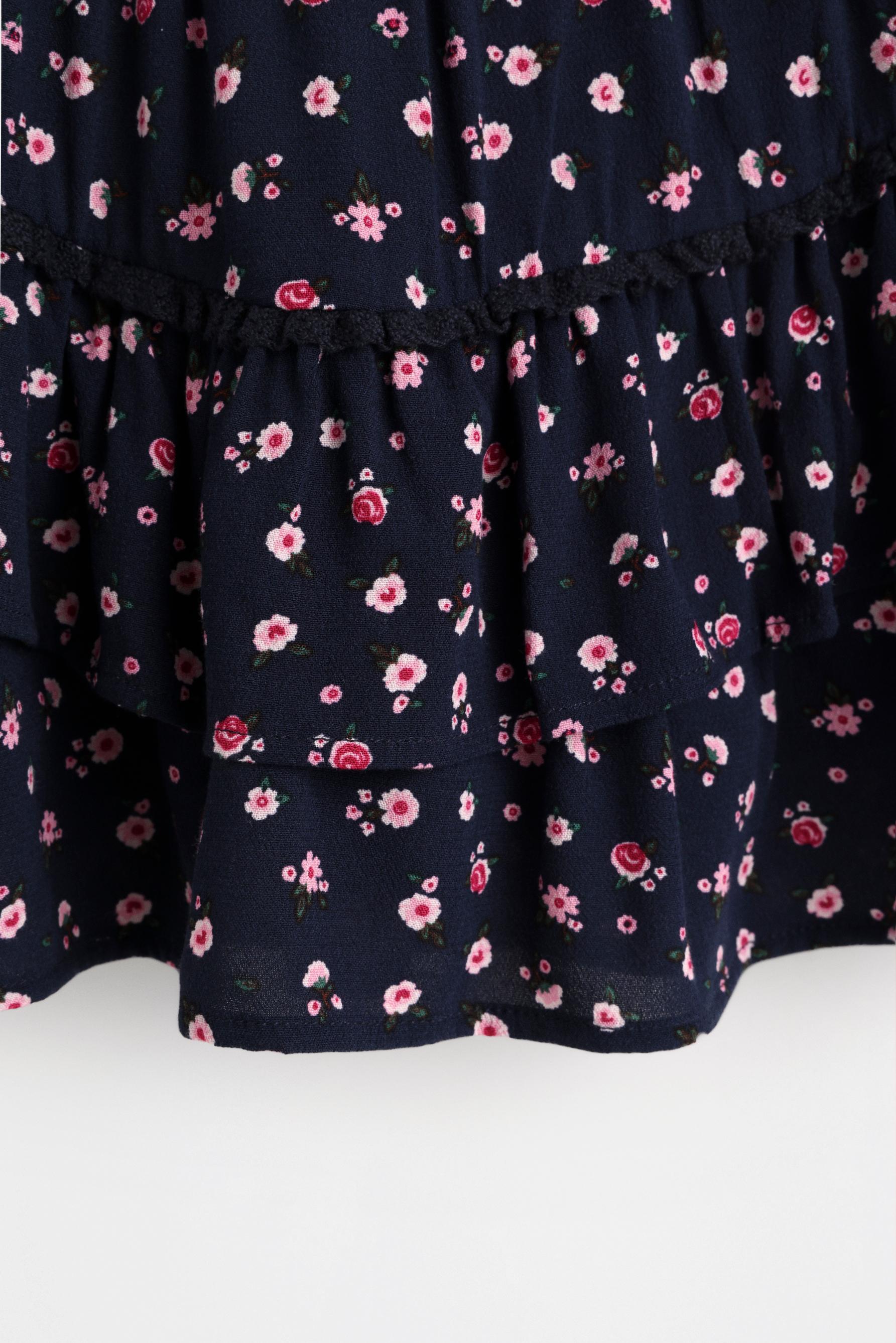 Floral ruffle skort — NAVY