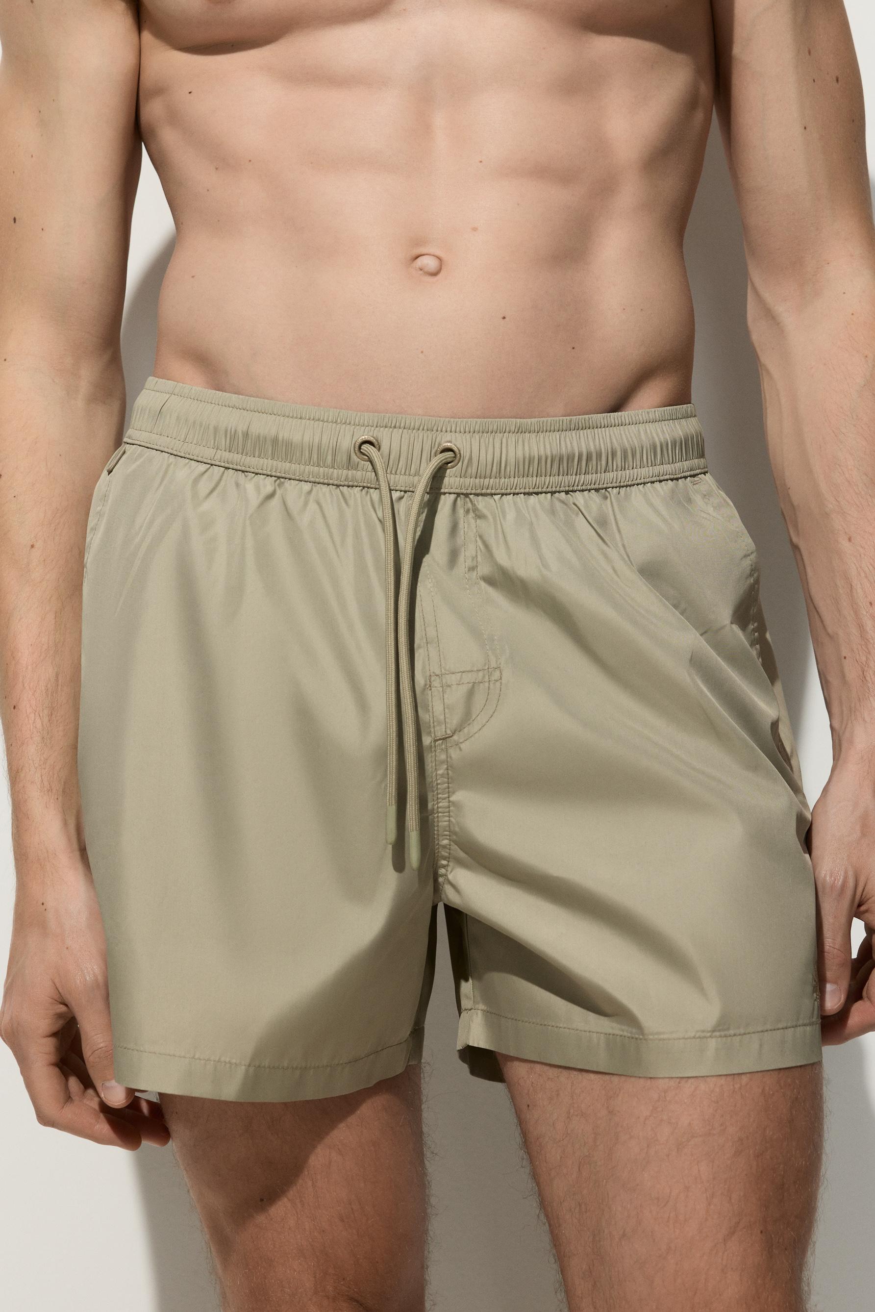 Basic regular fit swim shorts — PALE KHAKI