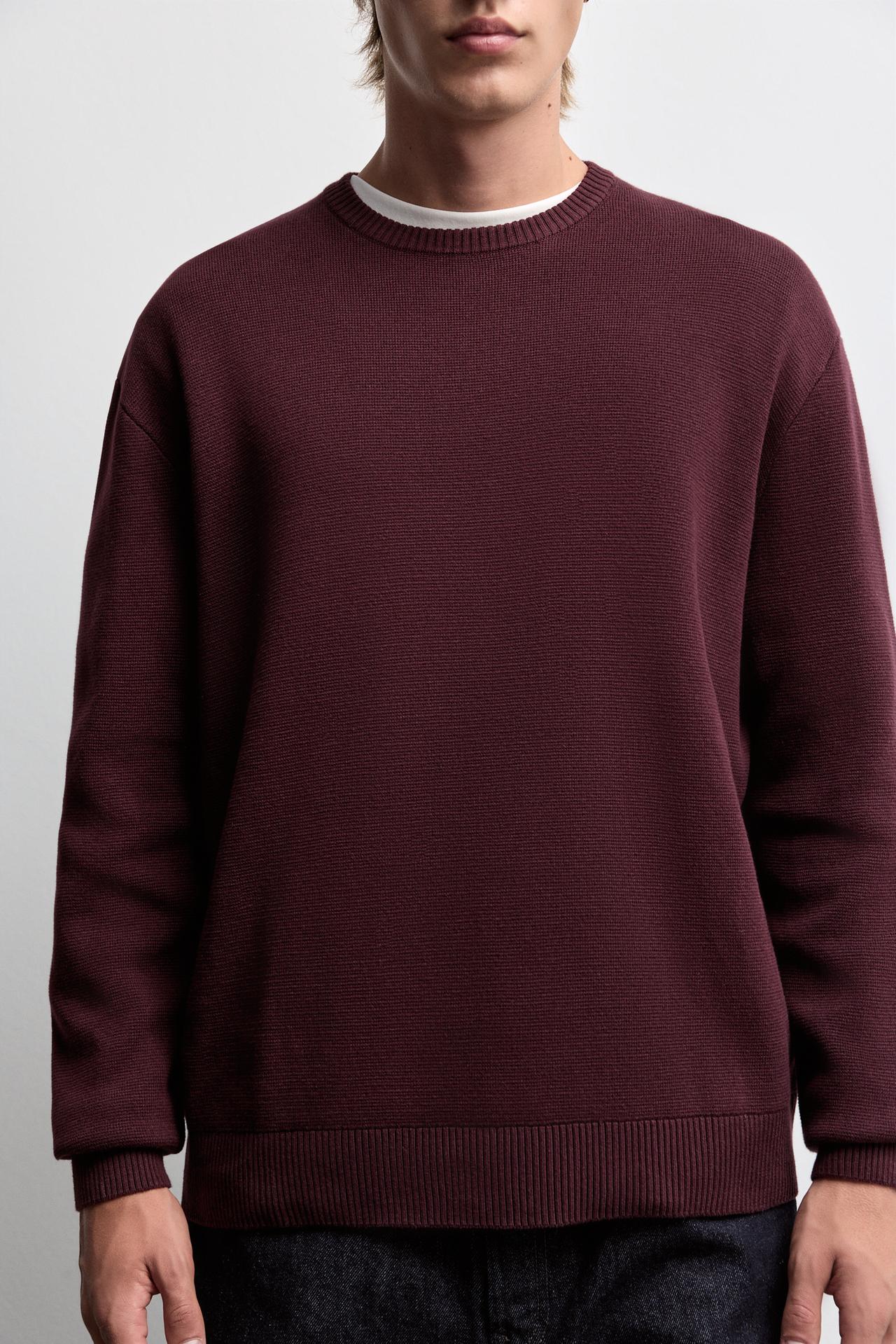 Compact knit sweater — BURGUNDY