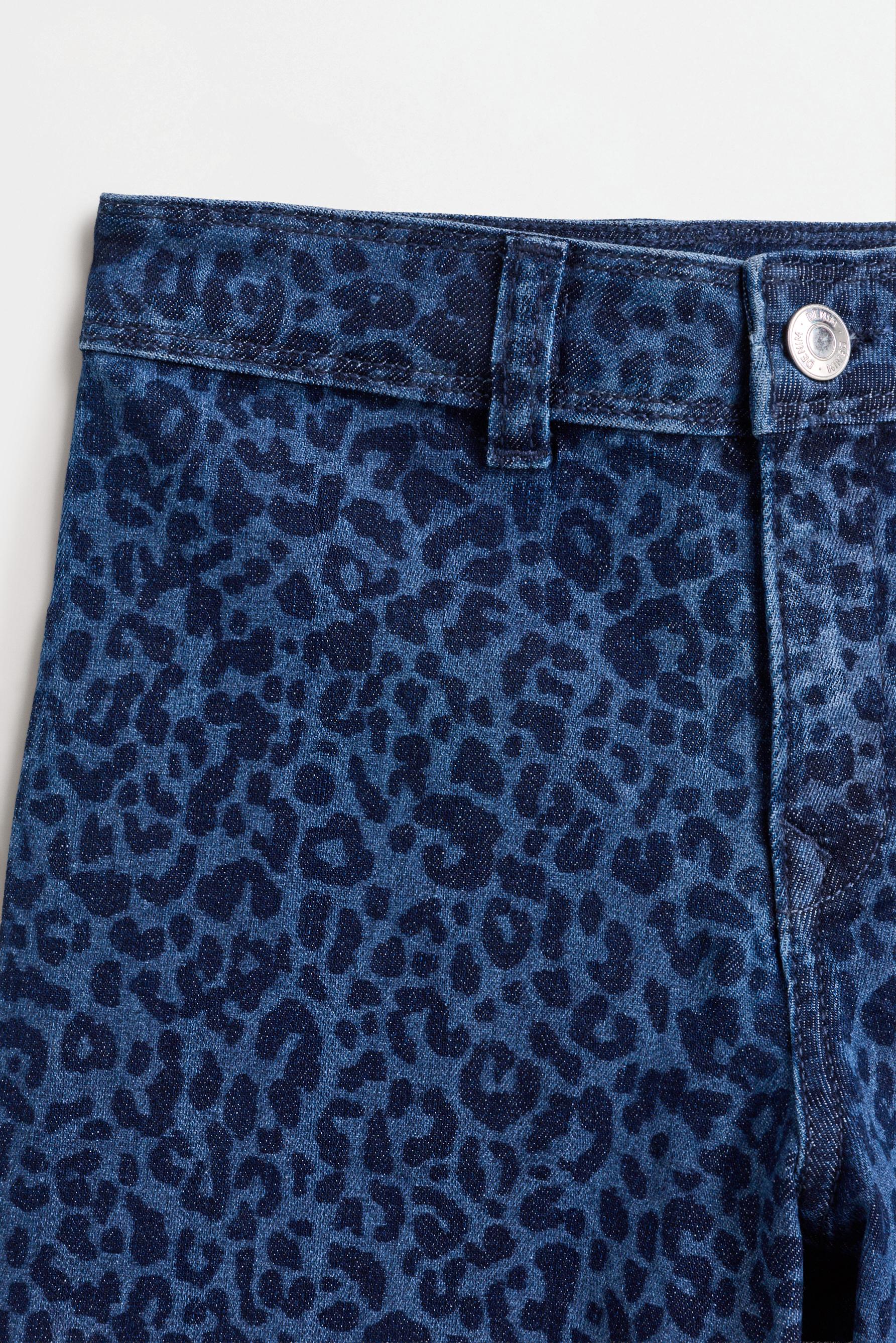 Animal print wide-leg jeans — DARK BLUE