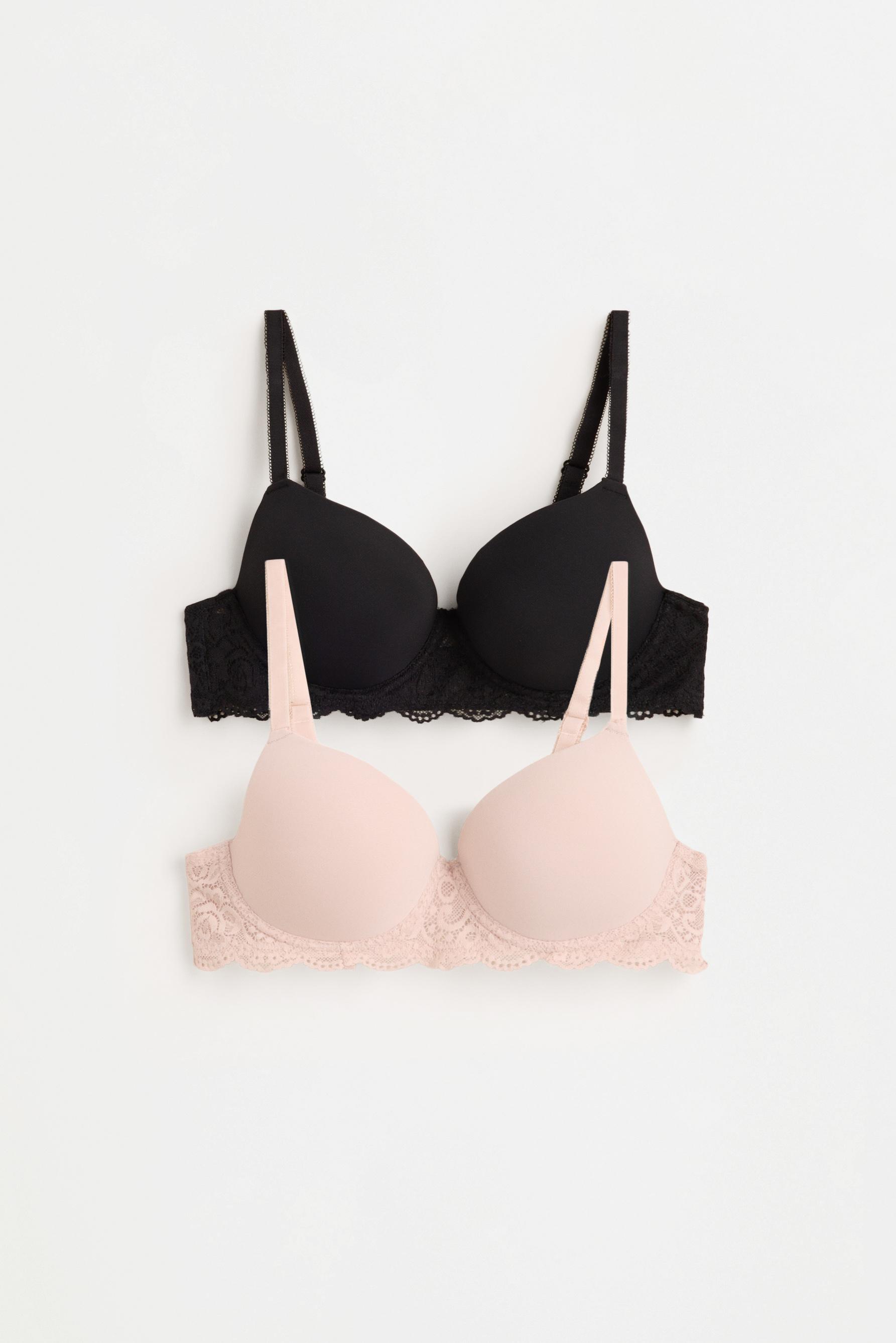 Pack of 2 lace bandeau bras — BLACK