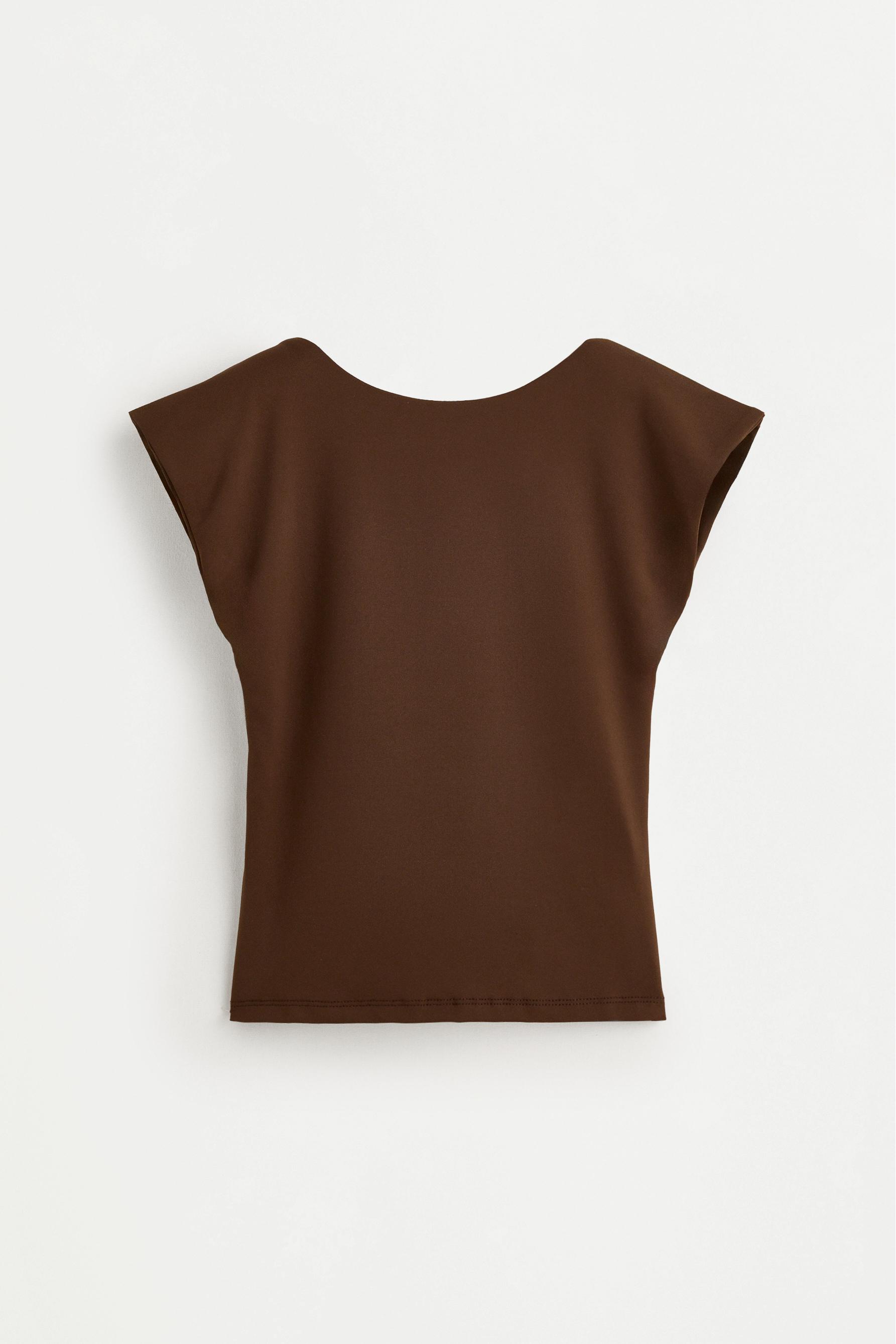 Polyamide T-shirt with open back — BROWN