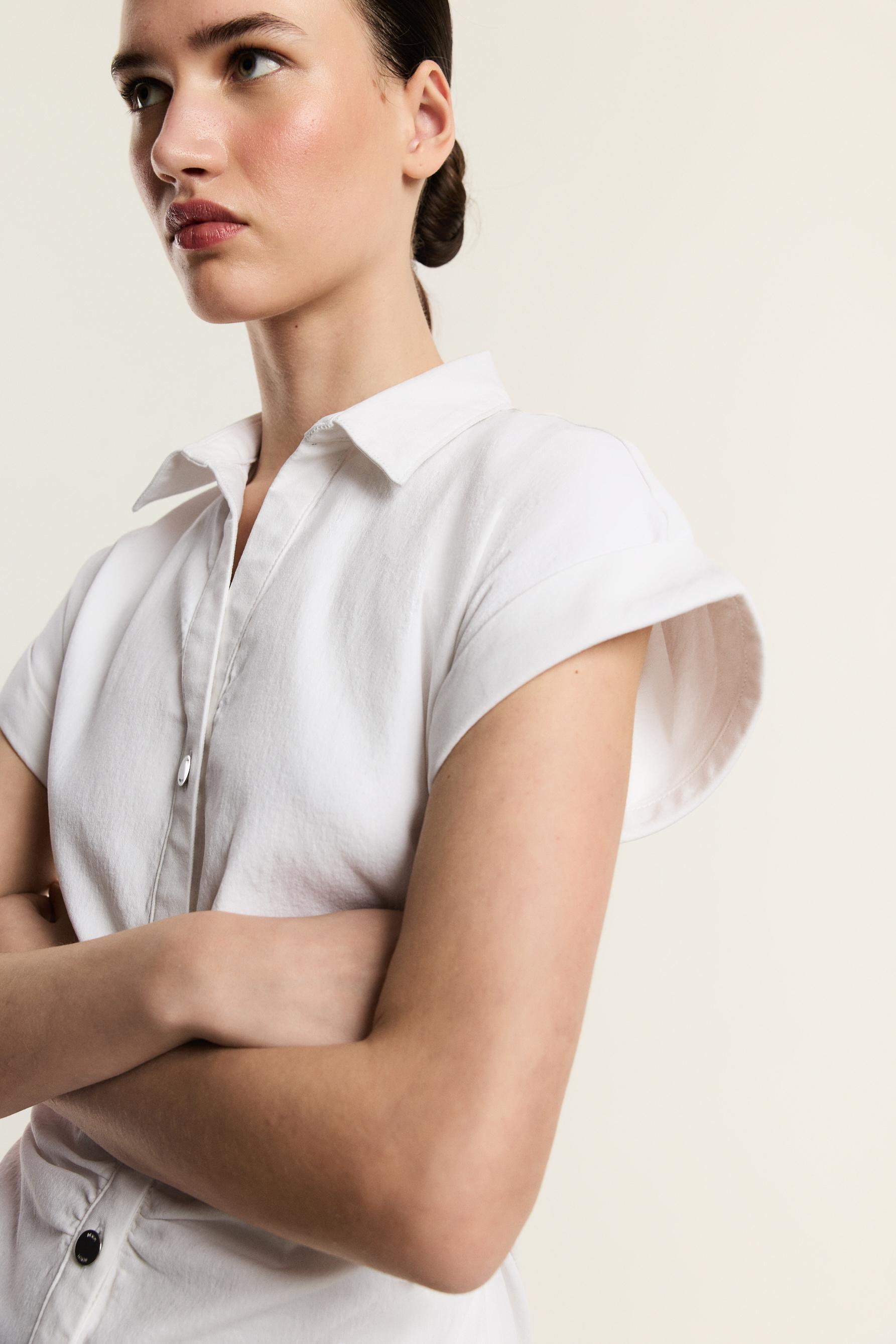 Denim midi button dress — OFF WHITE