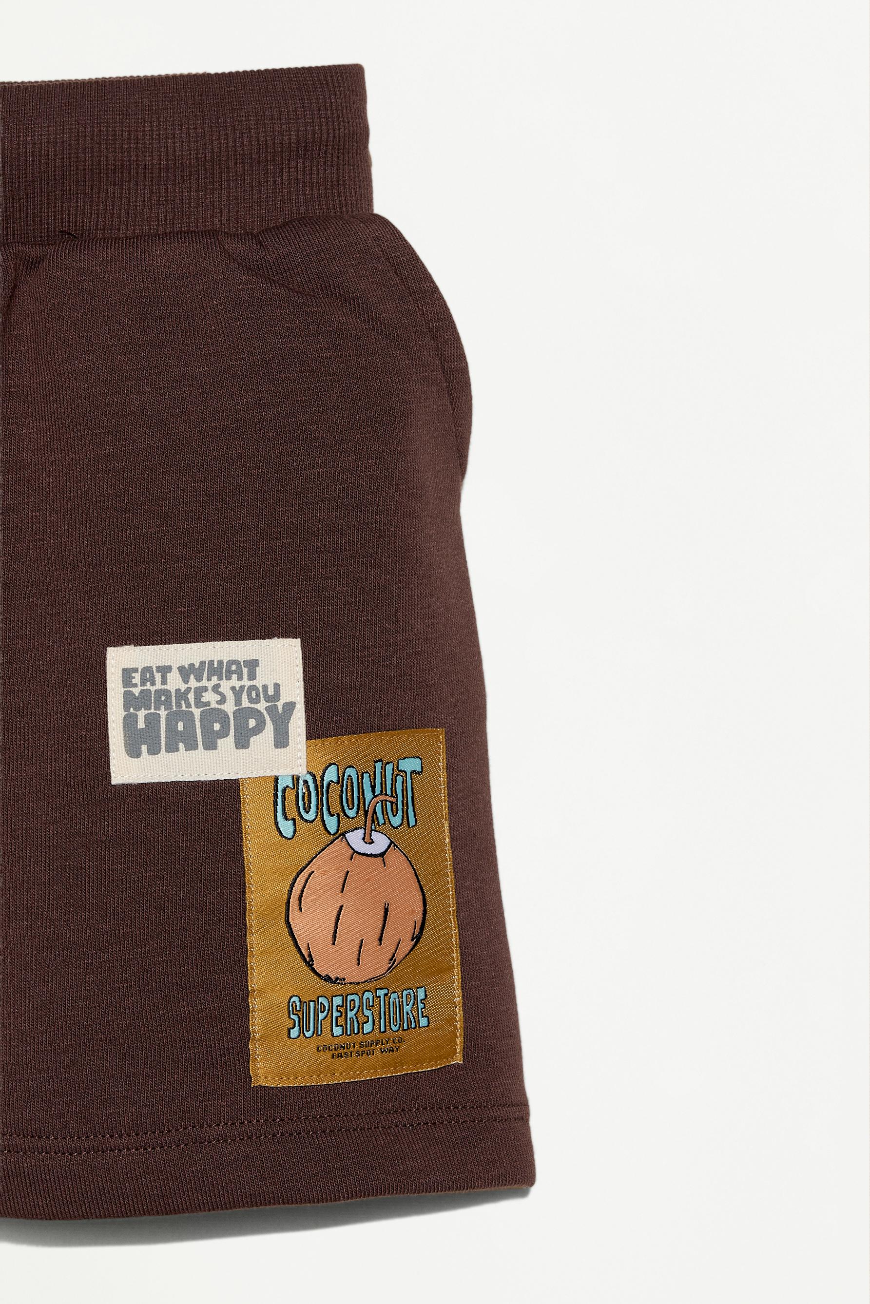 Printed plush Bermuda shorts — CHOCOLATE