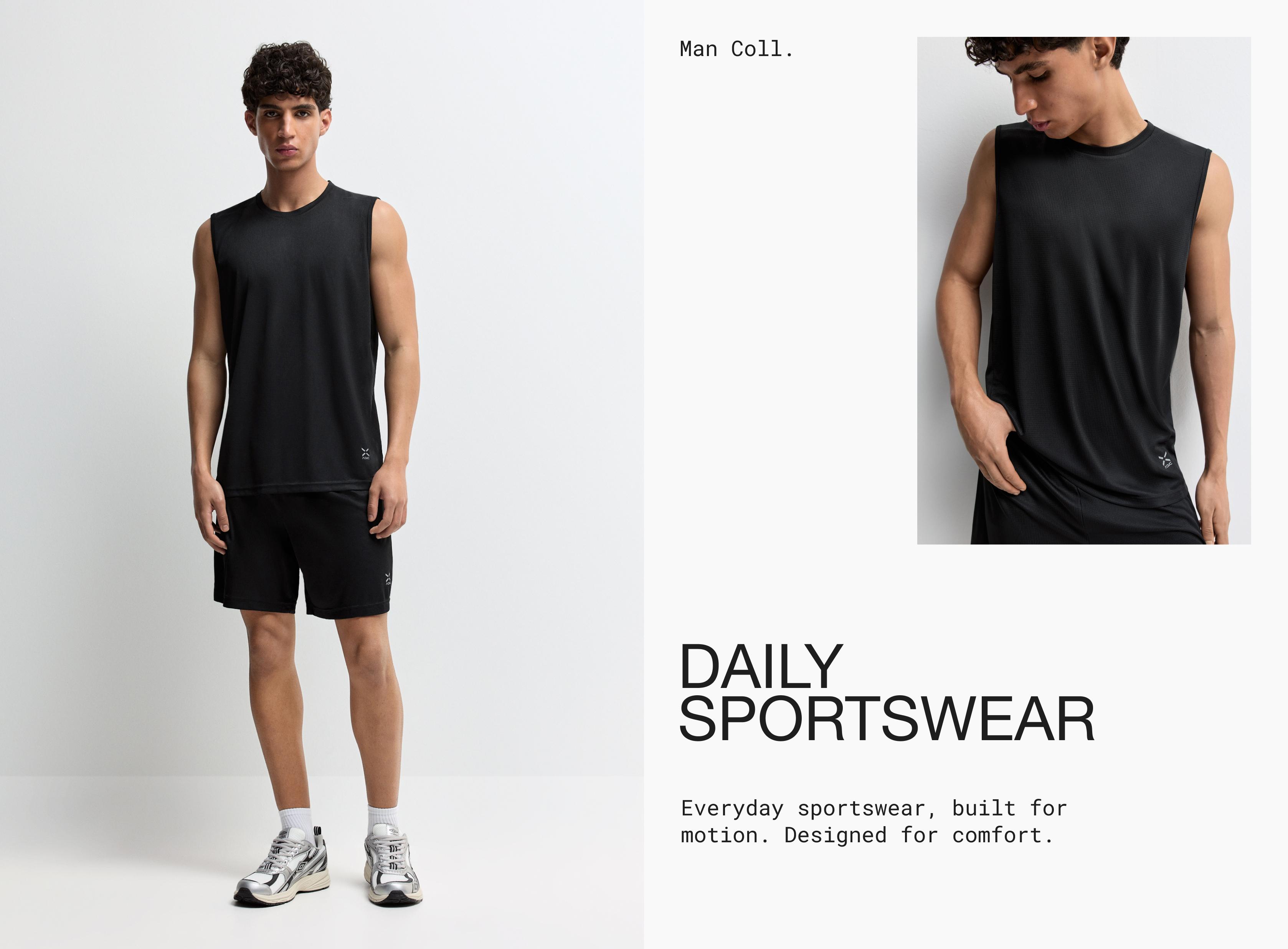 Sleeveless sports T-shirt — BLACK