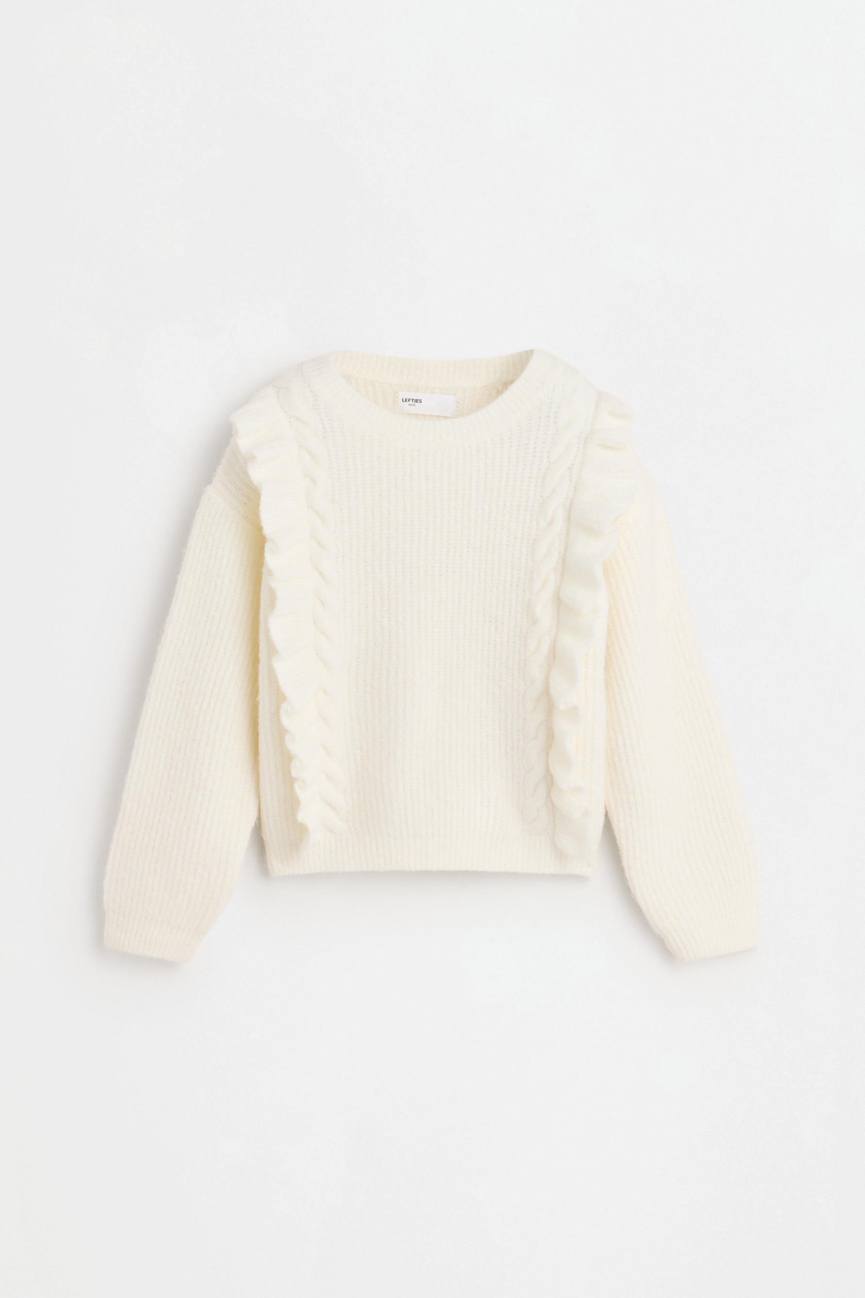 Ribbed ruffle sweater — OFF WHITE
