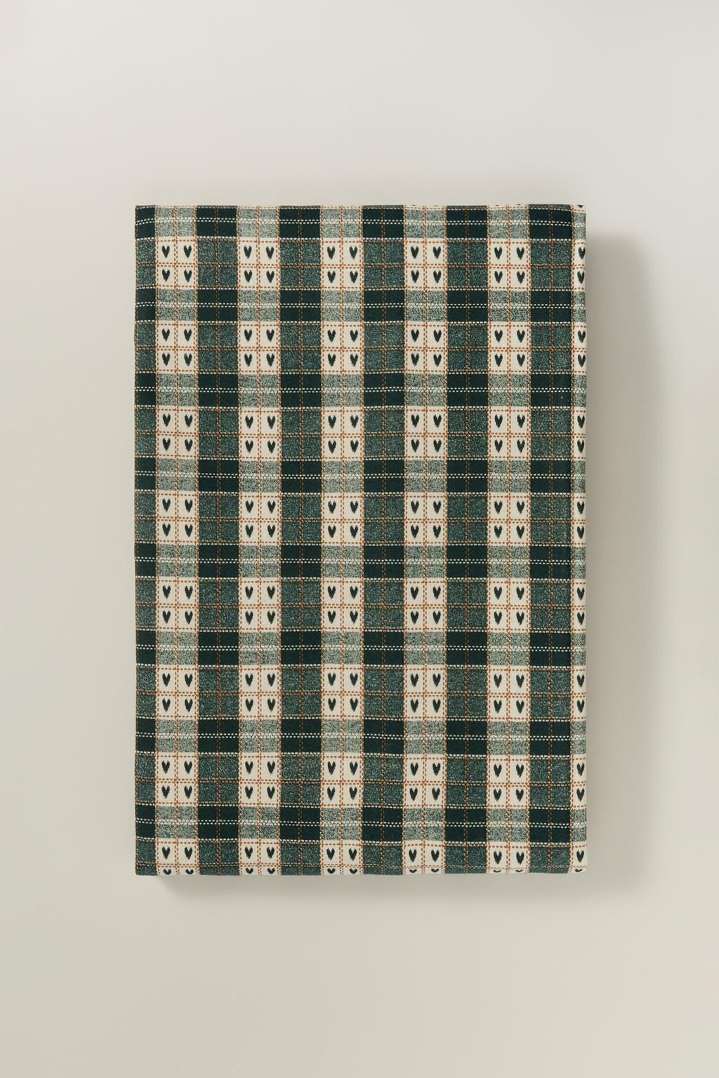 Toalha de mesa quadrados e corações 140 x 240 cm