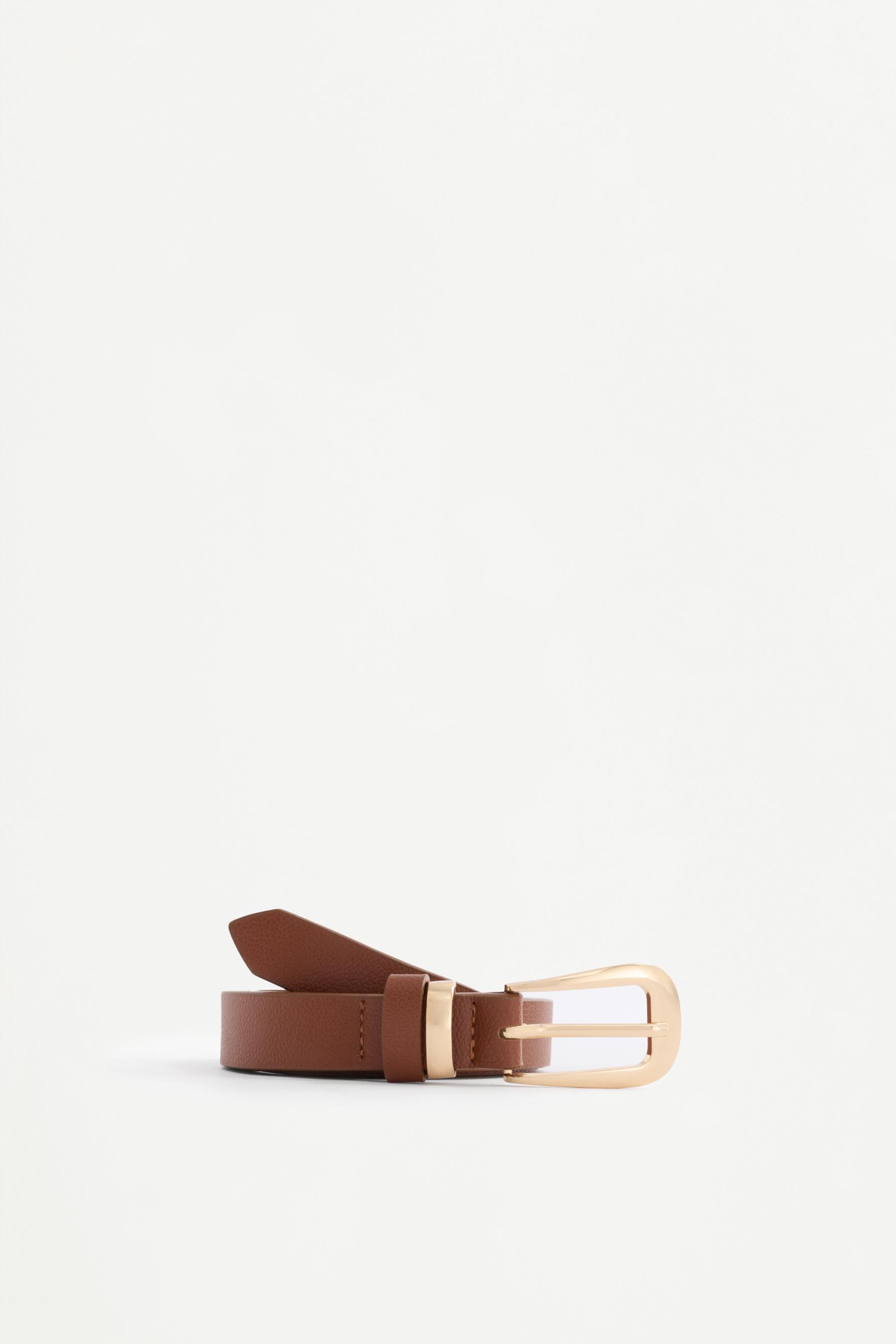 Thin leather effect belt — BROWN