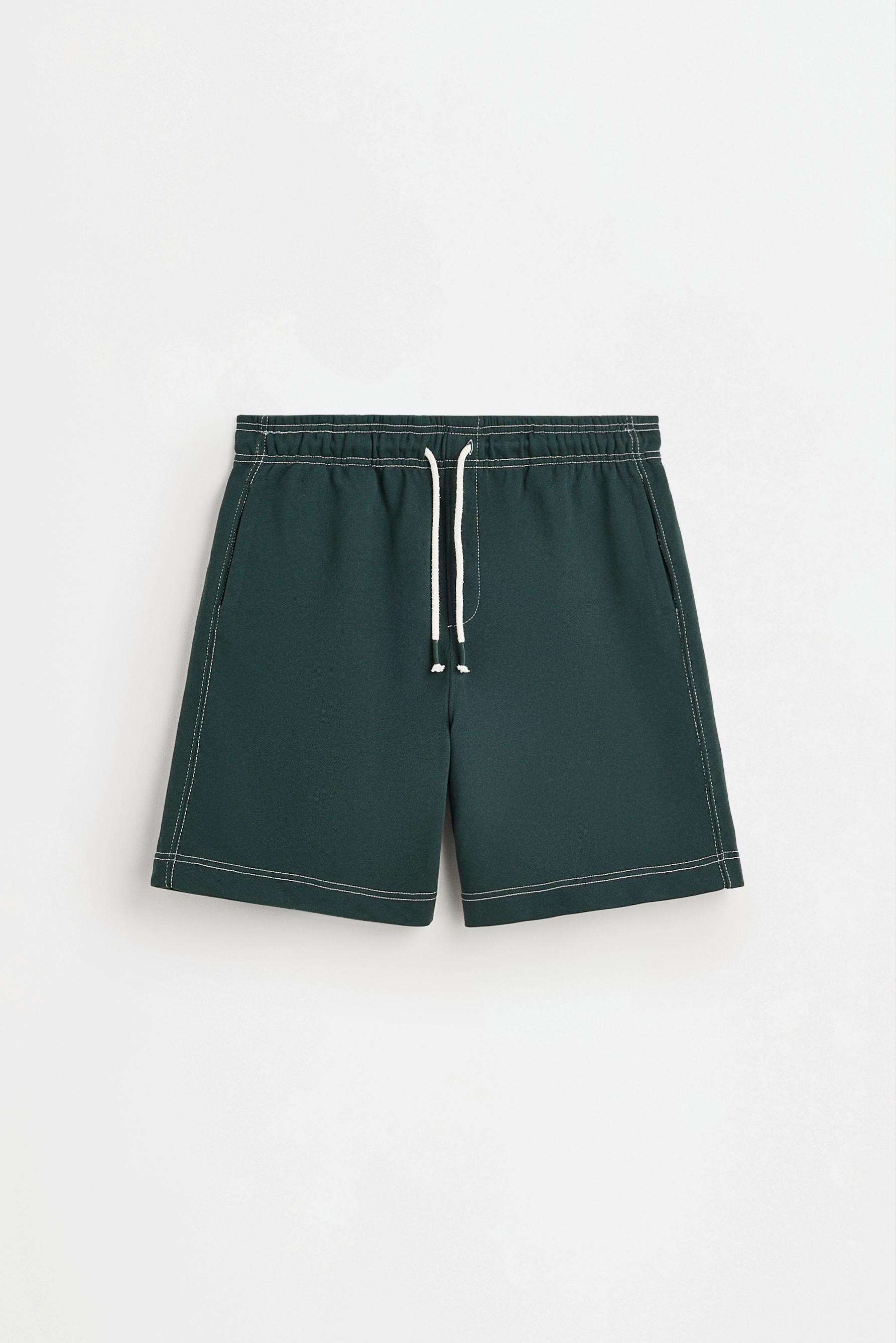 Contrast stitch tracksuit shorts — DARK GREEN