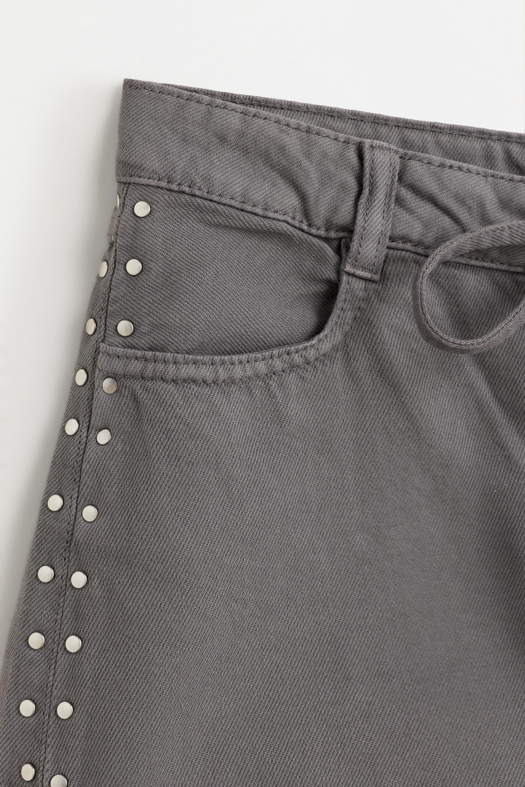 Lightweight denim shorts with ties and studs — CEMENT
