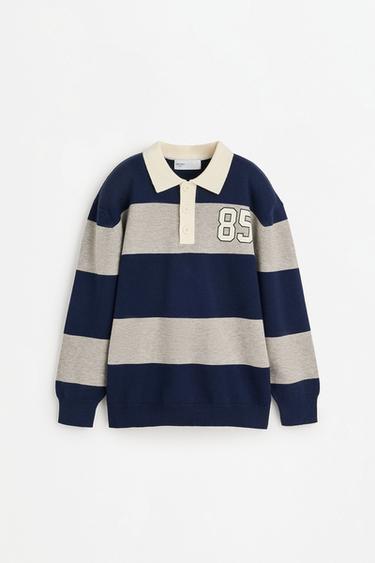 Striped knit polo shirt — NAVY 4