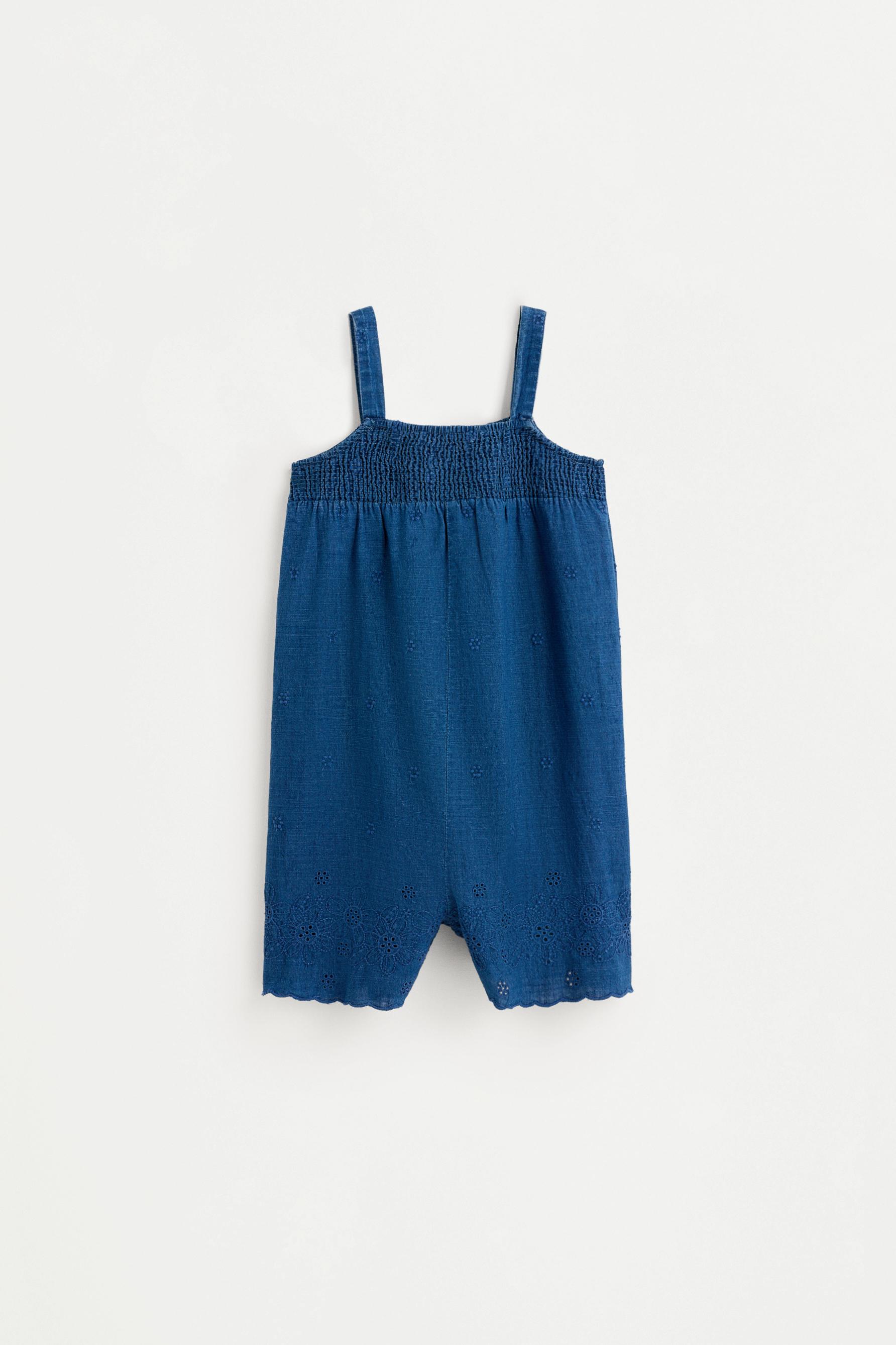 Embroidered denim dungarees — MEDIUM BLUE