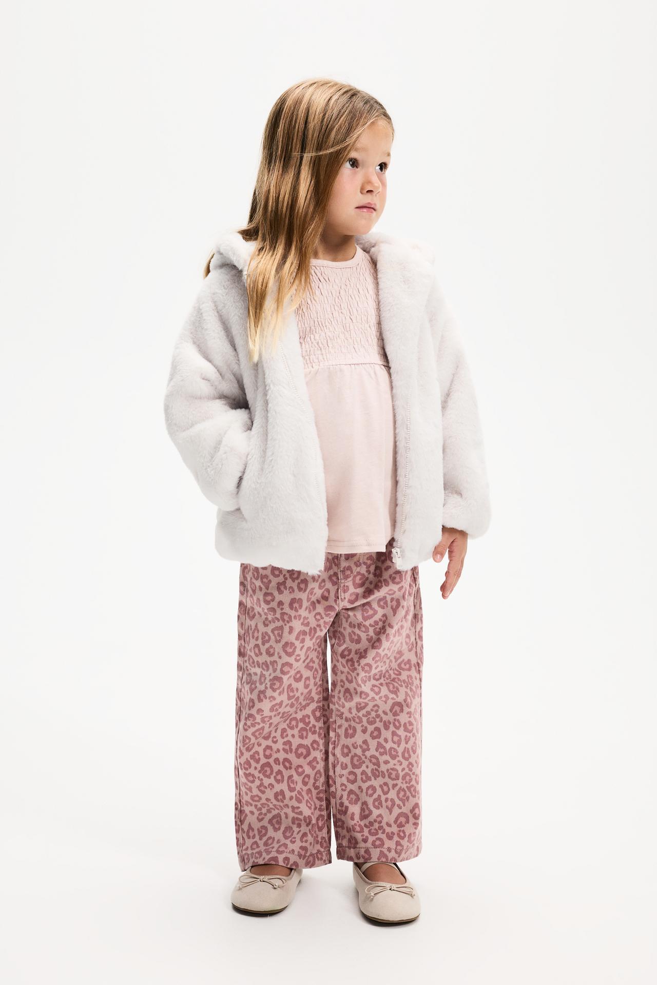 Animal print faux fur coat — ECRU