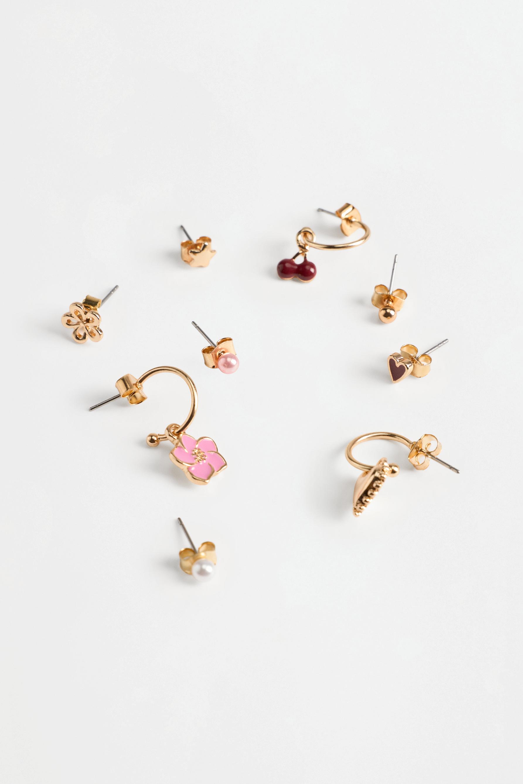 Assorted Earrings (9-Pack) — PASTEL PINK