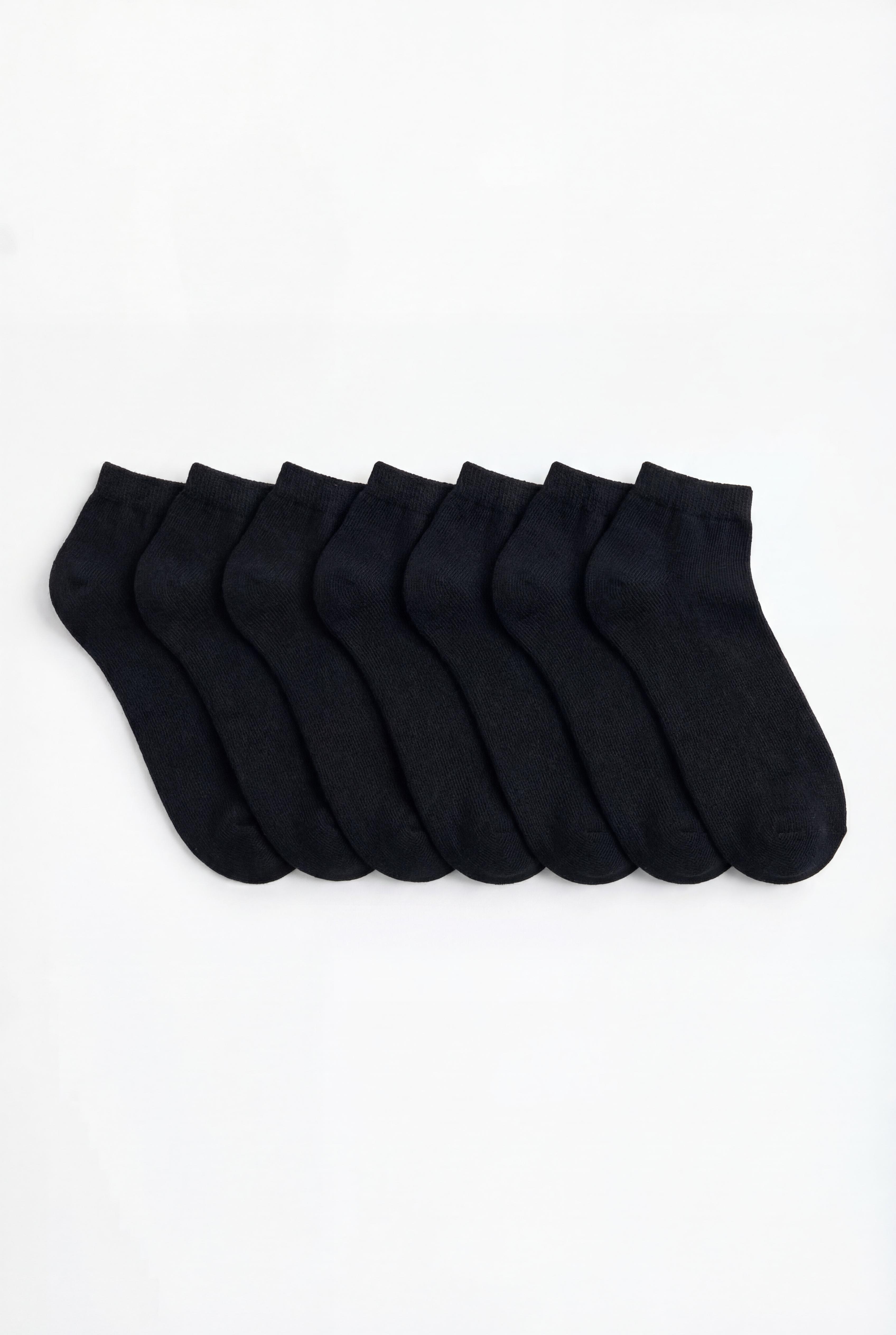 Basic short socks (7-pack) — BLACK