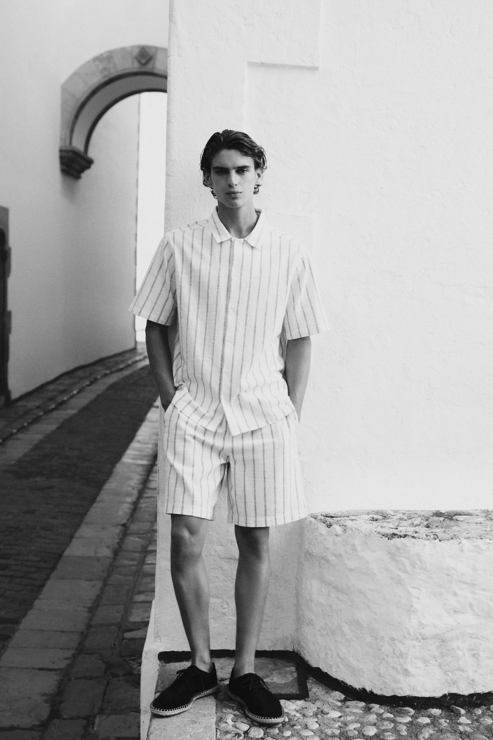 Textured striped shirt — OFF WHITE