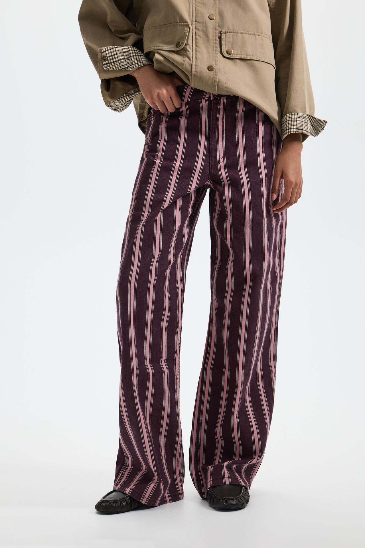 Striped wide-leg jeans — ECRU/WHITE