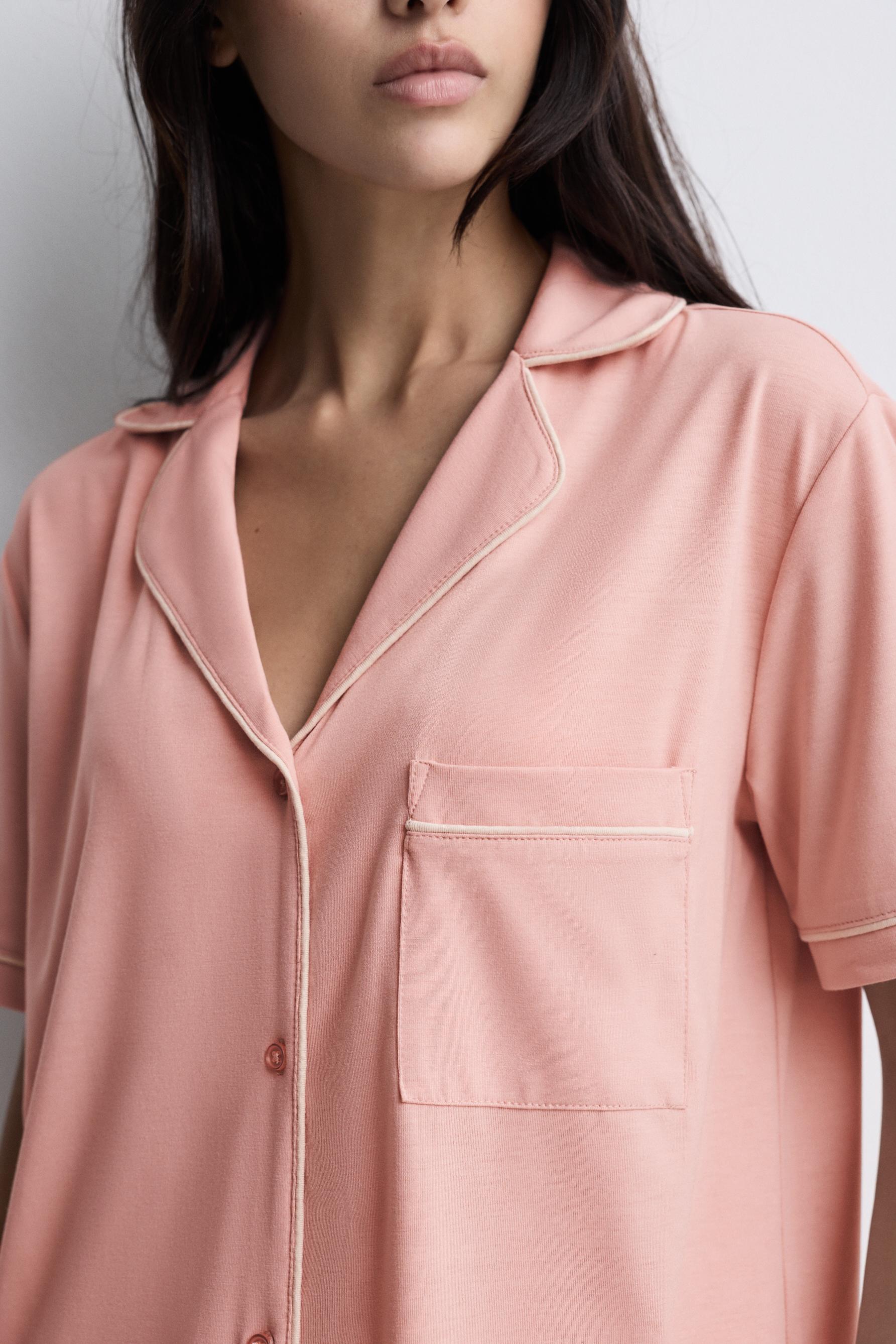 Long shirt-style pyjamas — PASTEL PINK